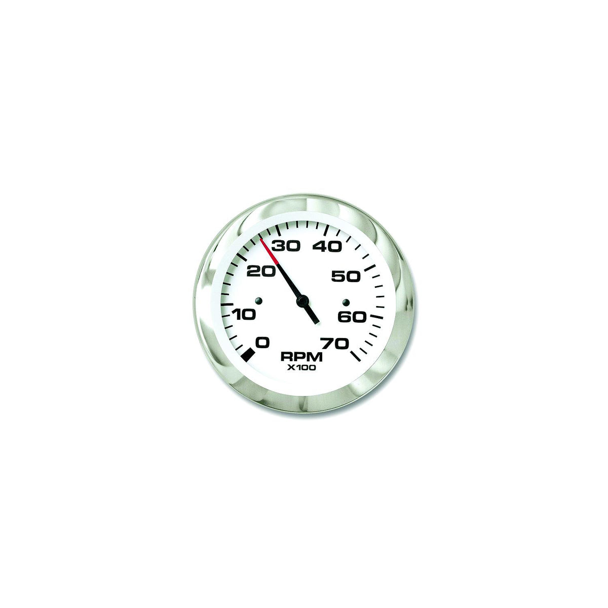Sierra 65693P Lido Series 3" White & Stainless Steel Electric Outboard & 4 Stroke Gas Engine 0-7,000 RPM Dial Range Tachometer Gauge with Outboard Alternator or Coil Sender Code