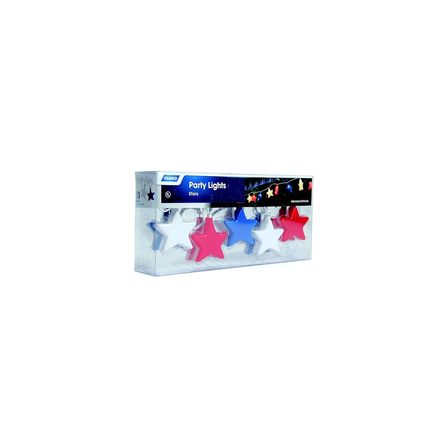 Camco 42656 Patriotic Stars Party Lights (Includes 10 Lights, Connector, 2 Spare Bulbs and Fuse)