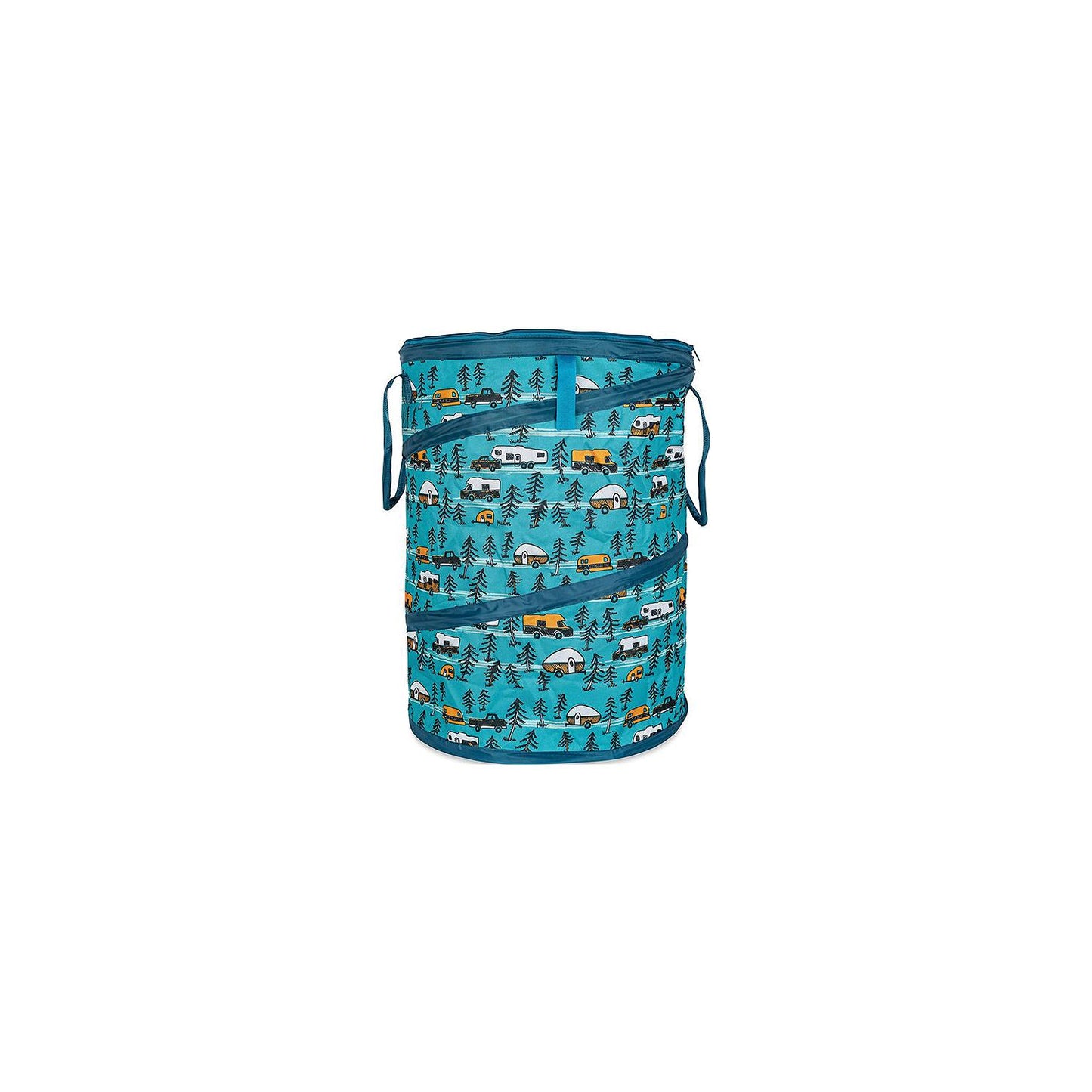 Camco 42987 Pop-Up Utility Container, Teal/ Sketched RVs, 30 Gal.