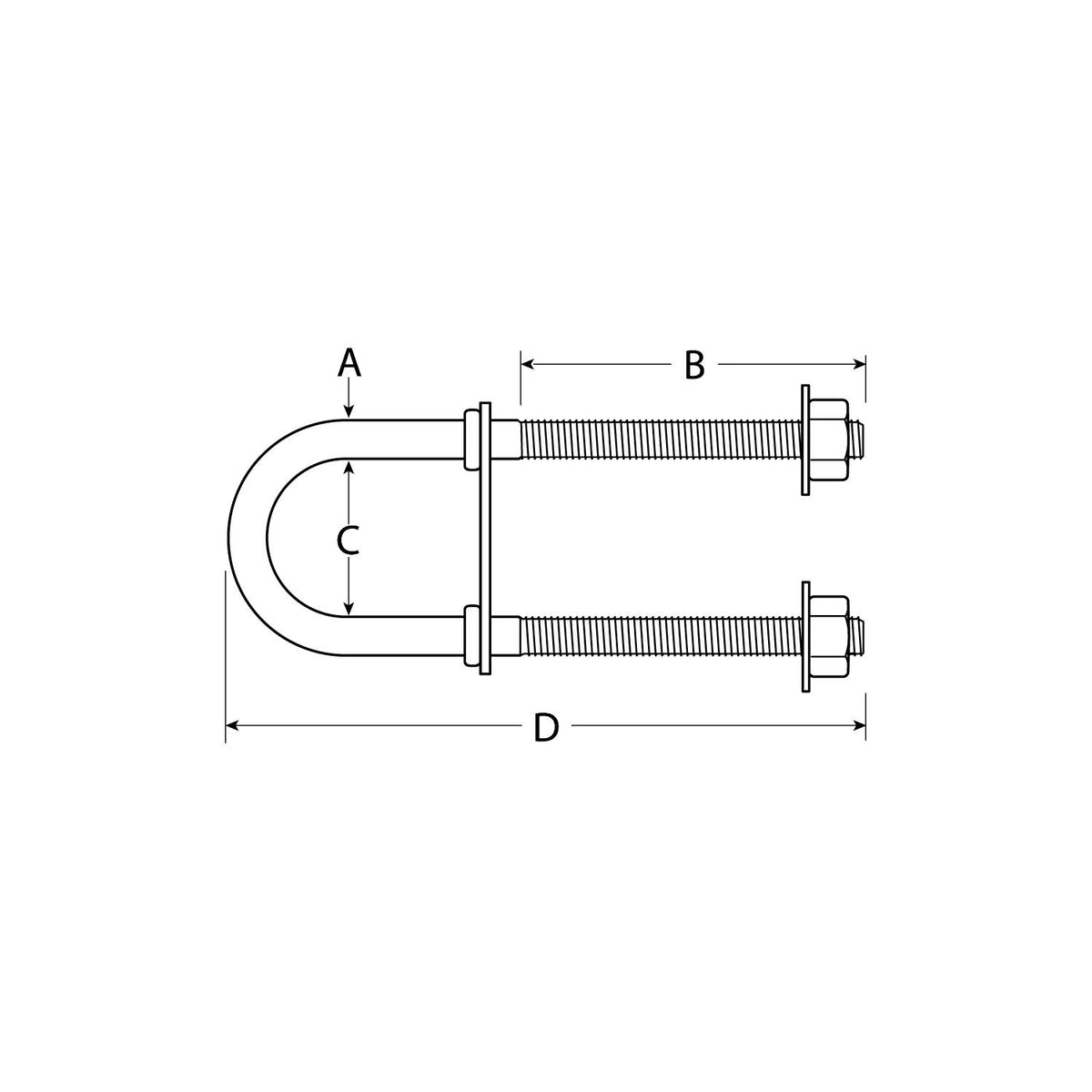 Attwood Bow Eye U-Bolt Stainless Steel 1/2-13 x 3-1/4"