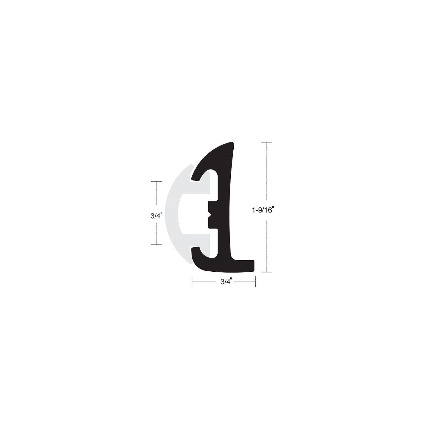 Black Semi-Rigid Rubrail w/Inser