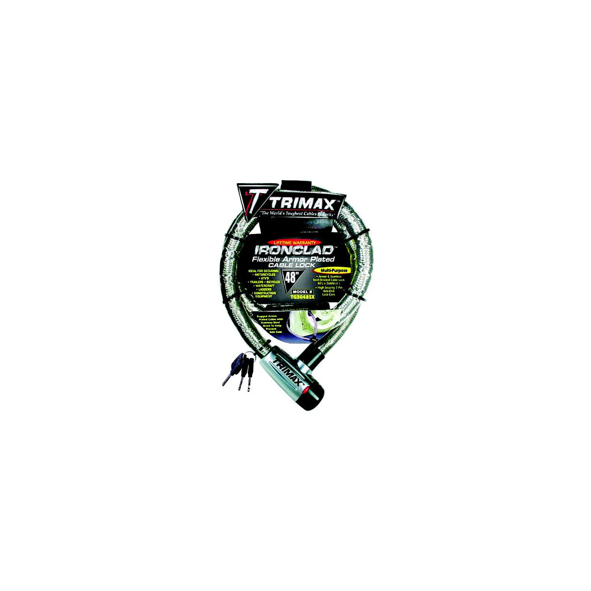 Trimax TG3048SX Ironclad Armor Plated Stainless Locking Cable, 26mm x 4'