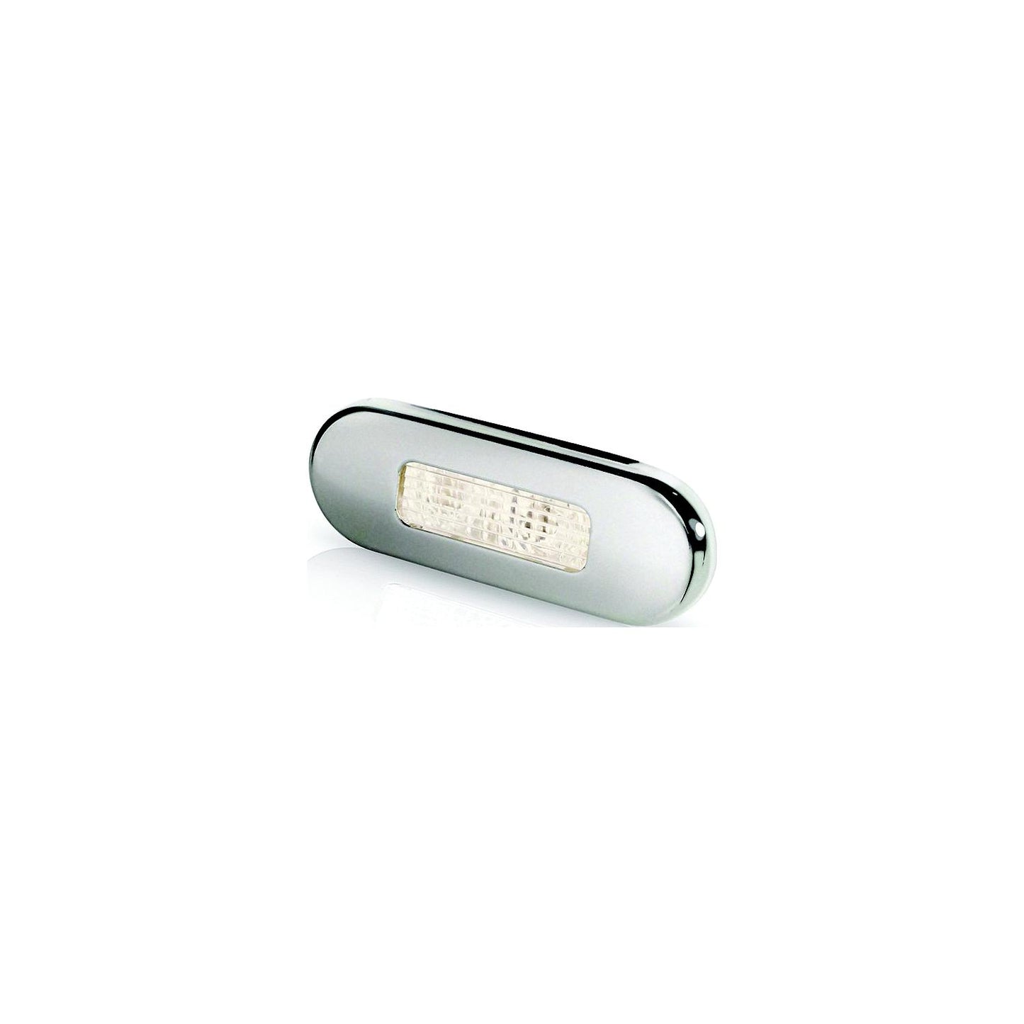 Hella 980869401 Oblong LED Surface Mount Courtesy Lamp, Warm White LEDs w/SS Rim