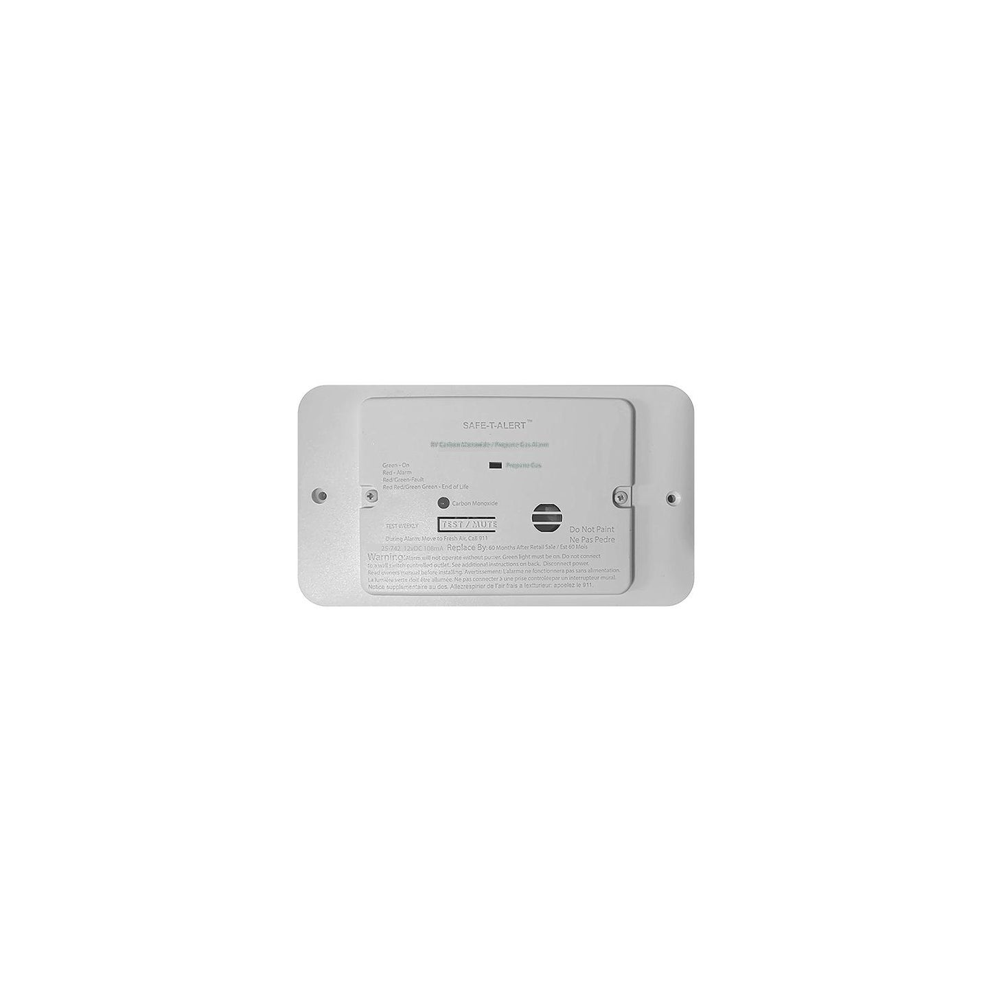 Safe-T-Alert 25742WTTR 25 Series - Dual Propane/LP And Carbon Monoxide Alarm w/Trim Ring, White