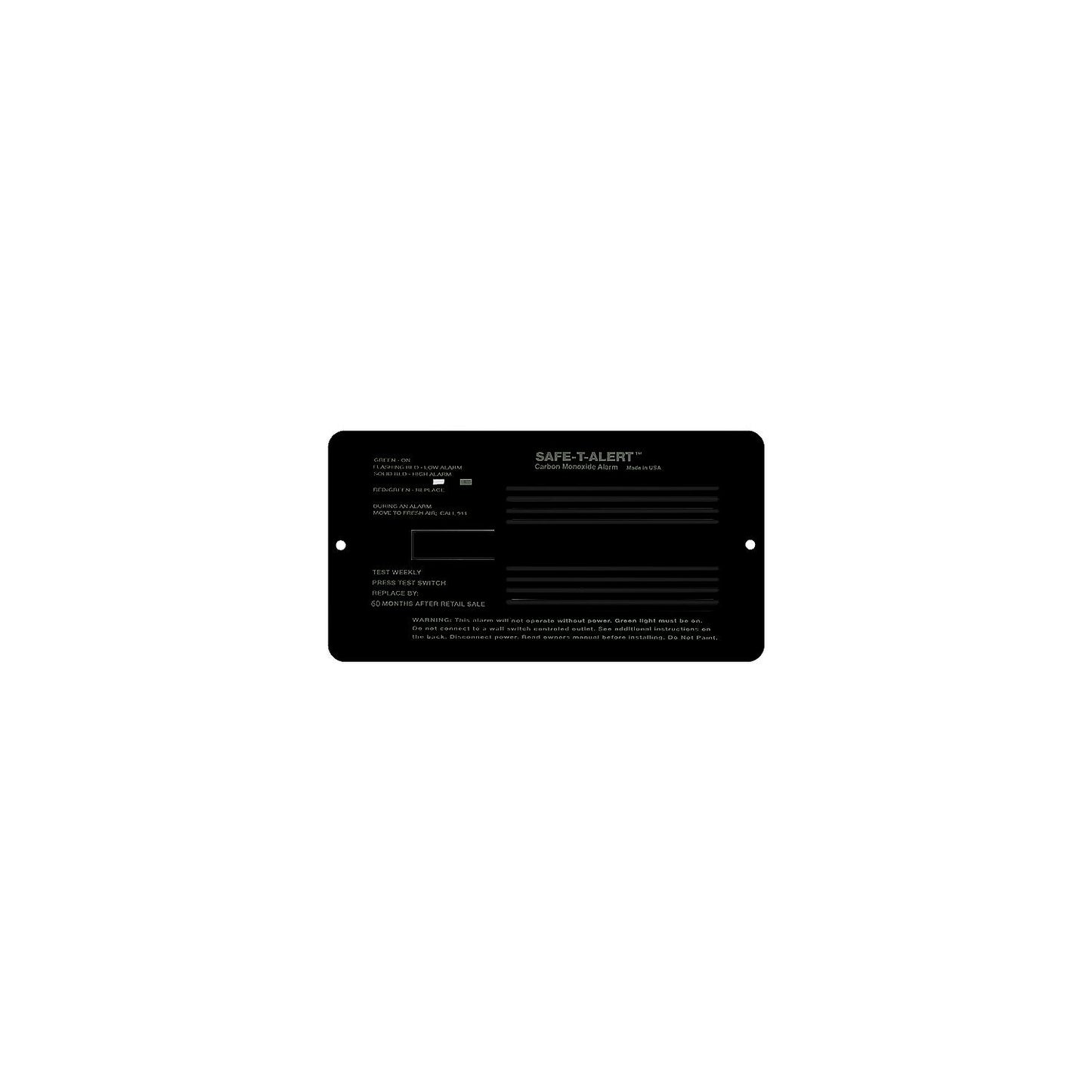 MTI Industries 12V 65 Series Safe-T-Alert Surface Mount RV Carbon Monoxide (CO) Alarm, Black