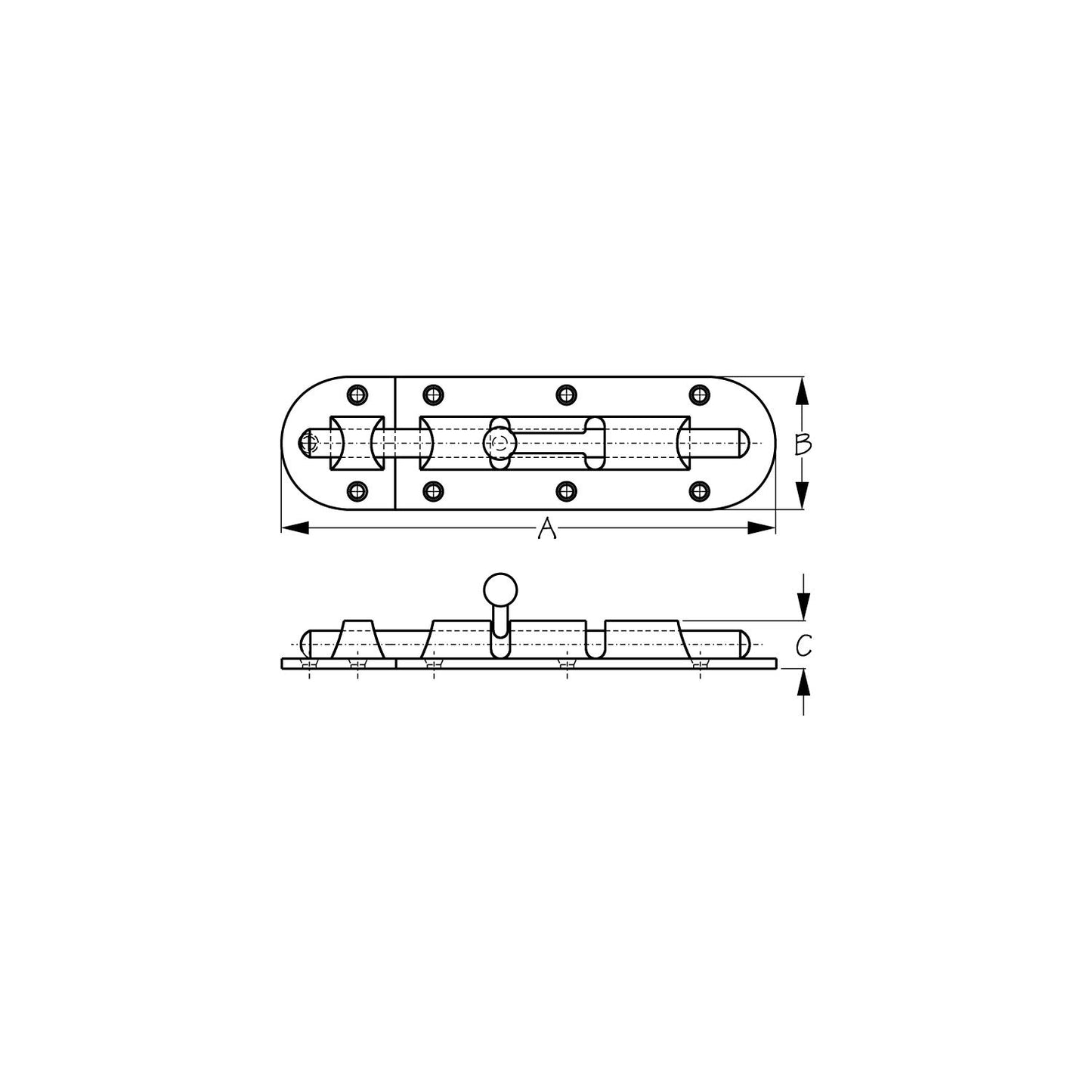 SeaDog 2212551 Heavy Duty Barrel Bolt, Investment Cast 316 Stainless Steel