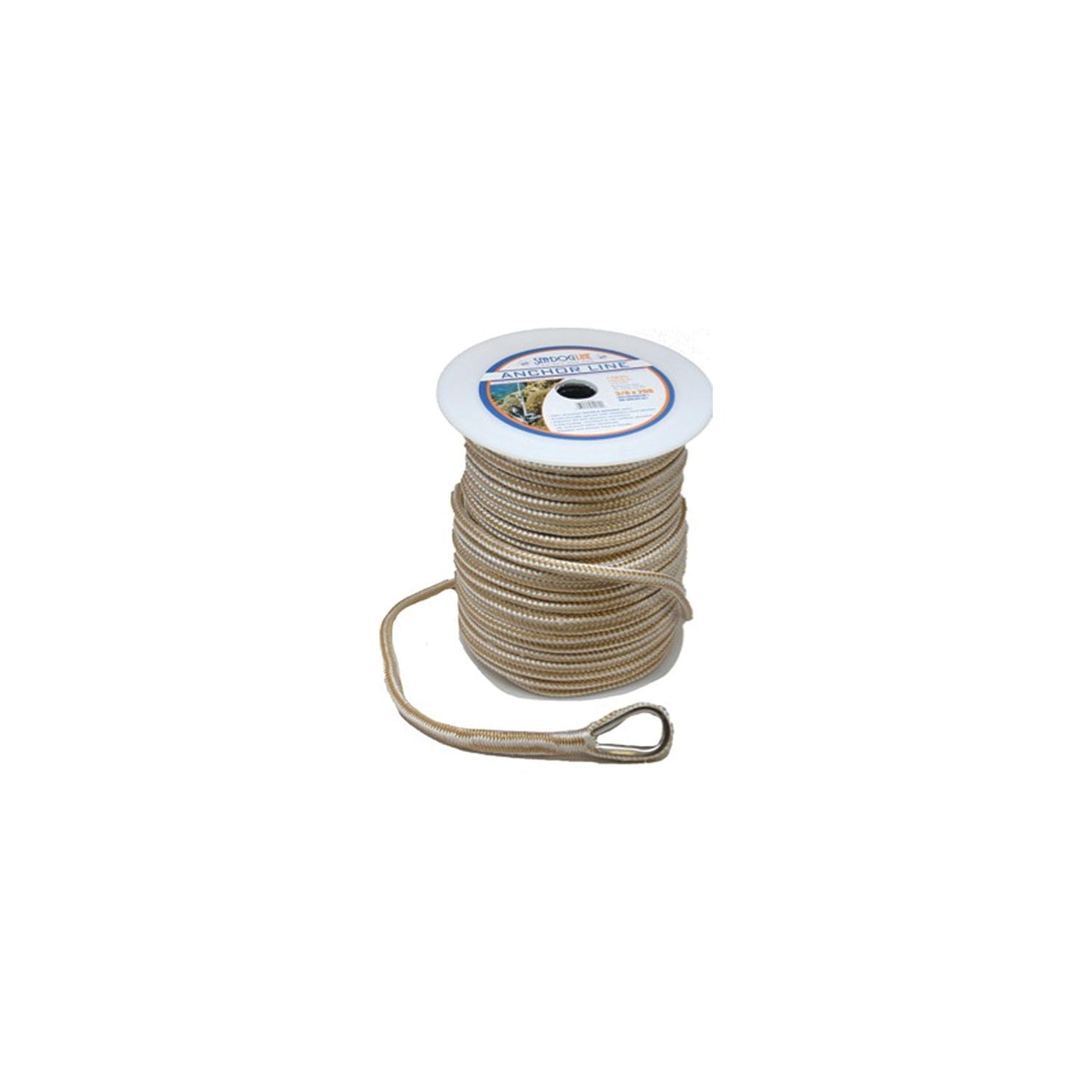 Sea Dog Premium Double Braided Nylon Anchor Line Gold/White, 3/8" × 100'