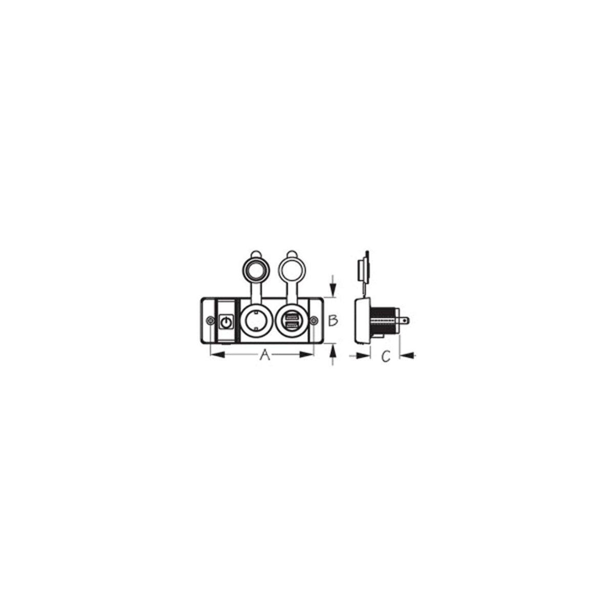 Seadog 426506-1 Double Usb & Power Socket Panel w/Breaker Switch-Supply Nautica