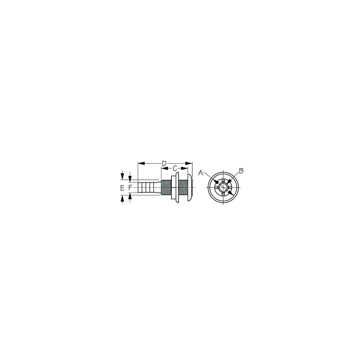 Thru-Hull Fitting 1 1/8" -Supply Nautica