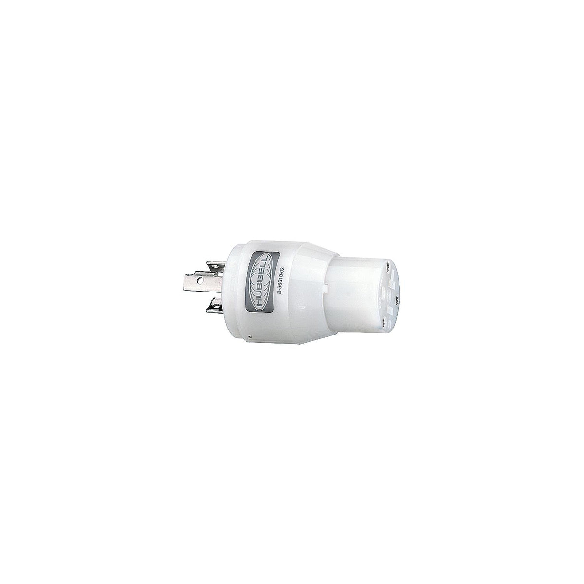 Hubbell HBL21CM29 White 15A/20A 125V Straight Blade Female Plug to 20A 125V Twist Lock Locking Male Adapter-Supply Nautica