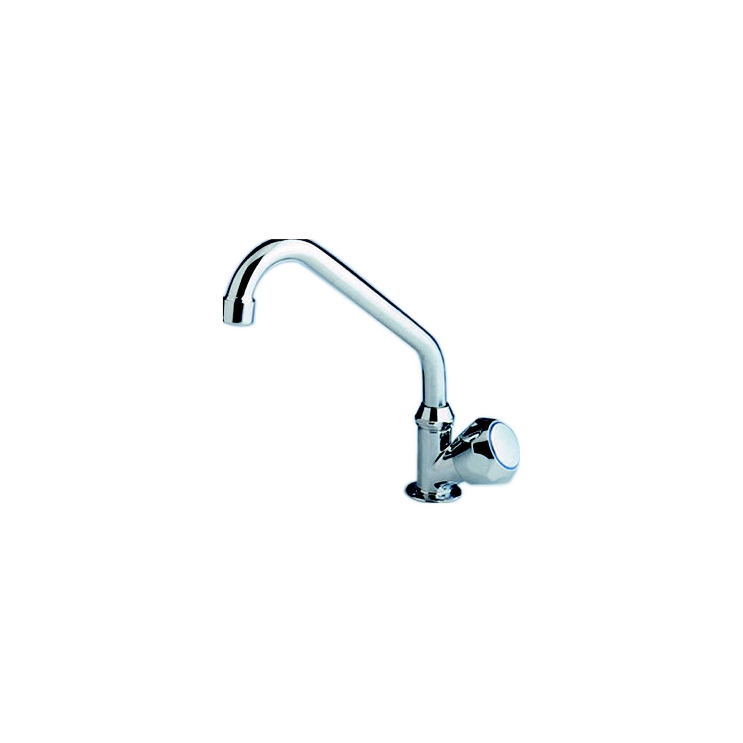 Scandvik 10169 Standard Cold Water Tap With Double Bend Swivel Spout, Standard Knob