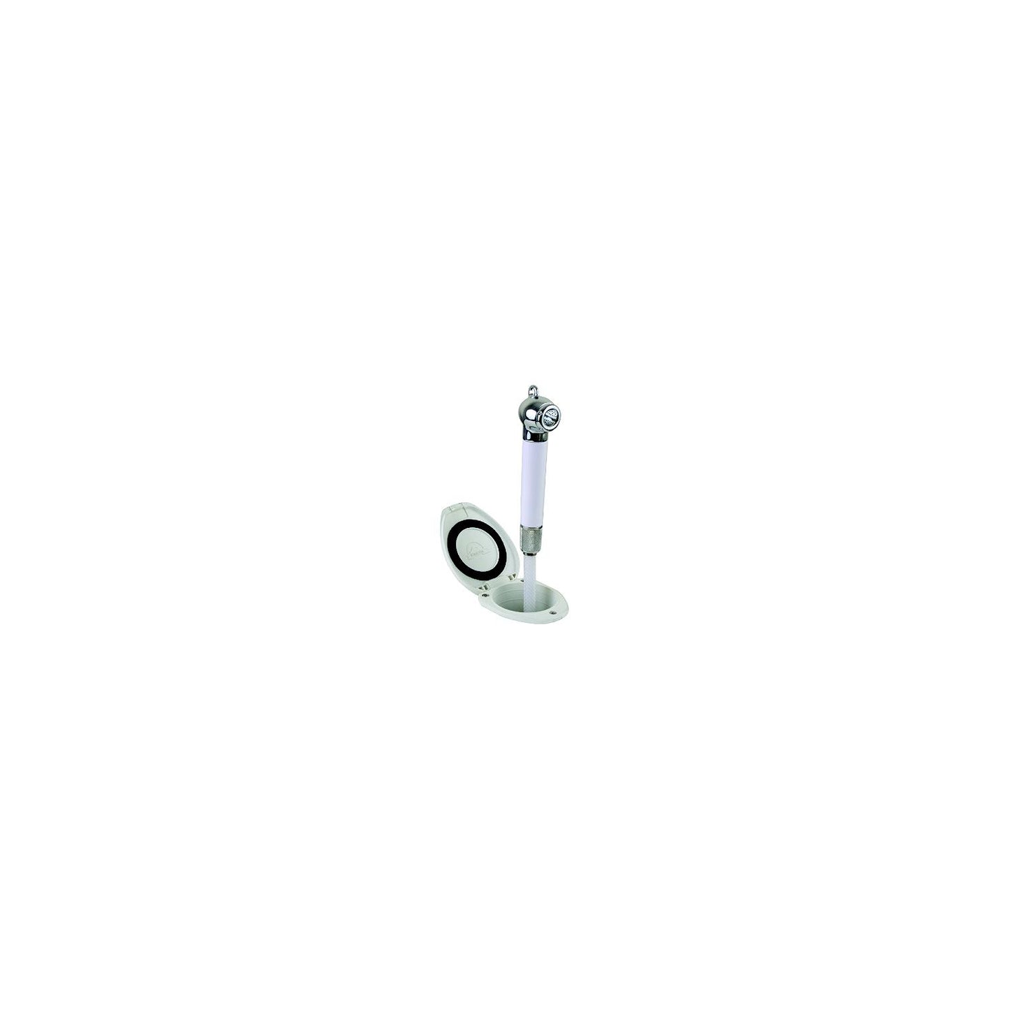 Scandvik 12106 Recessed Push-Button Transom Shower (Includes White handle, Cup, Cap and 6' White Hose