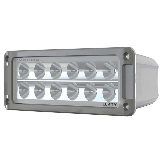LUMITEC LIGHTING Maxillume h60 Flush Mount LED Floodlight, 6,000 Lumen, White Dimming, White Housing