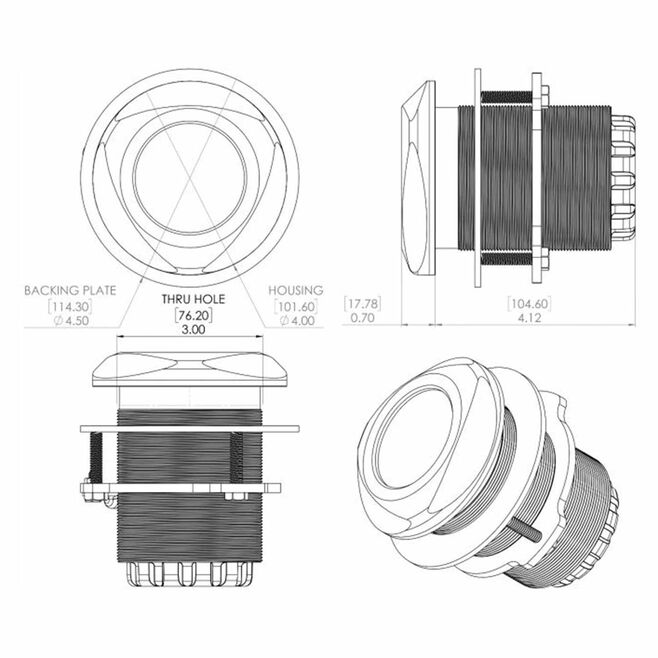 LUMITEC LIGHTING Seablaze Typhoon Through-Hull Underwater Light, 10,000 Lumen