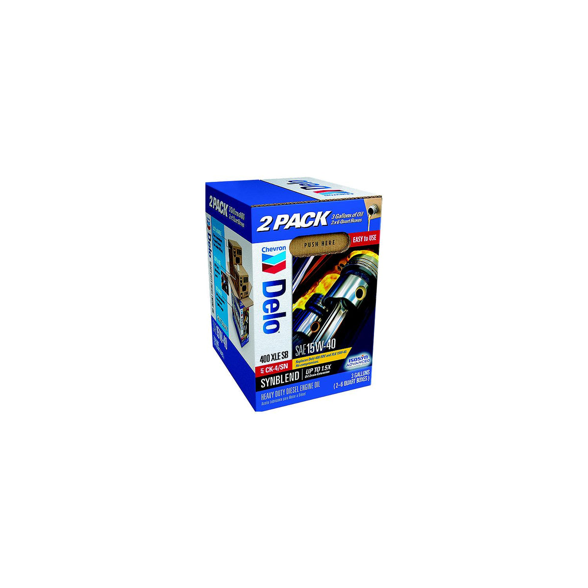 Chevron 257004695 Delo® 400 XLE Synthetic Blend 15W40 Oil, 3 Gal., 6 Qt boxes x2-Supply Nautica