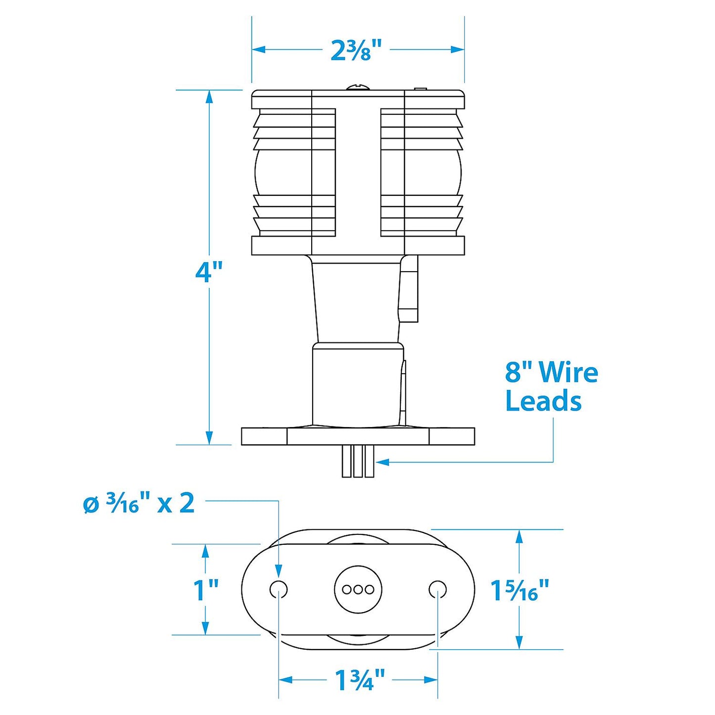 Seachoice Black Polycarbonate Masthead and All-Round White Light