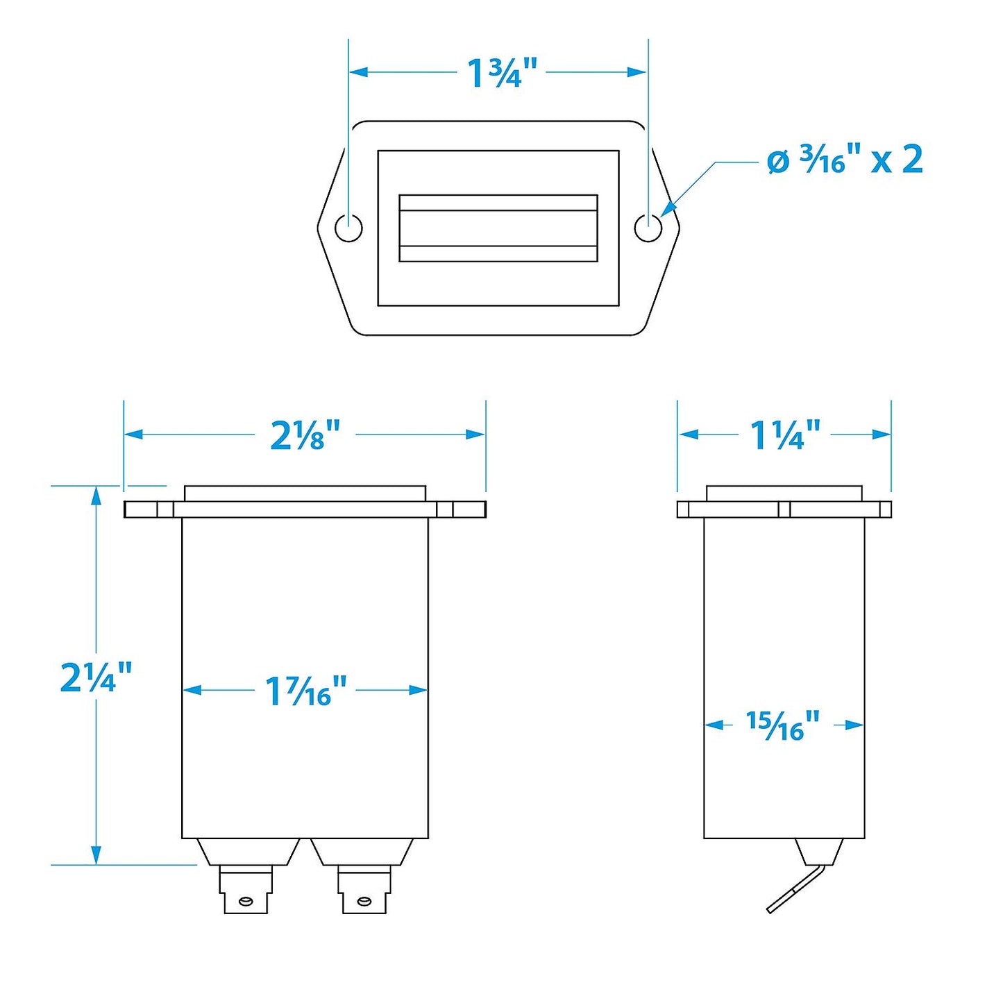 Seachoice 15321 Hour Meter - Rectangular