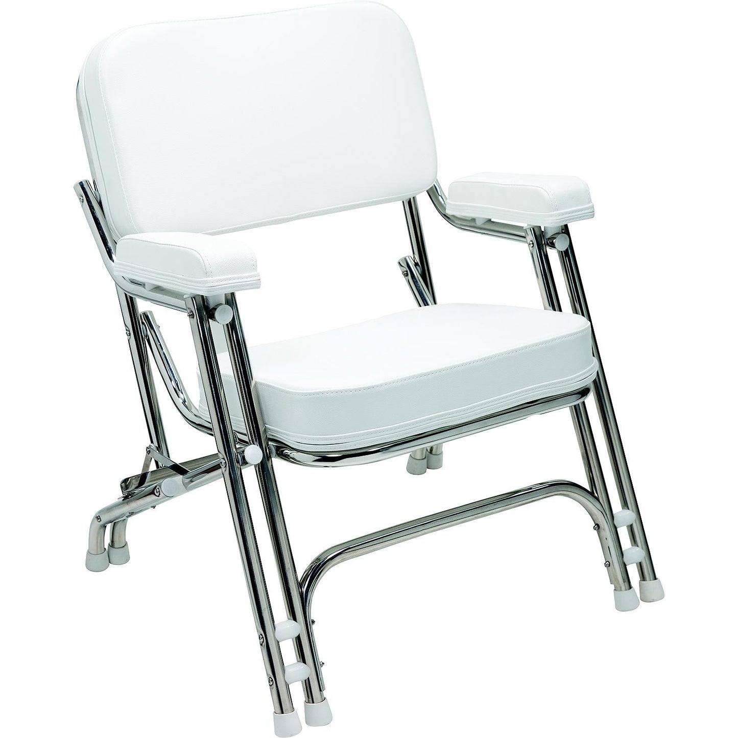 Seachoice 78513 Folding Deck Chair, Stainless Steel, White