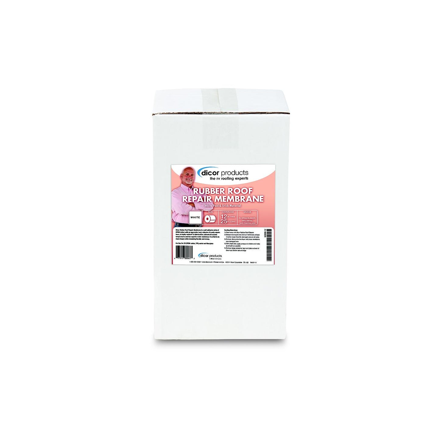 Dicor EPDM Rubber Roof Repair Membrane, 12" x 25'