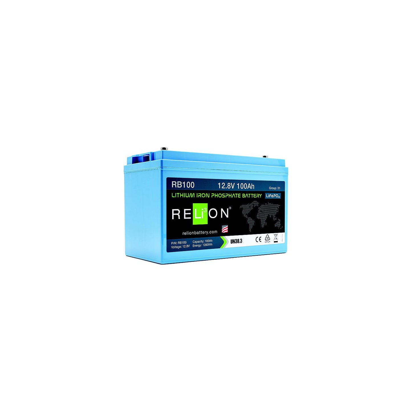 RELiON RB100HP LiFePO4 Lithium Iron Phosphate 12V Battery, Group 31