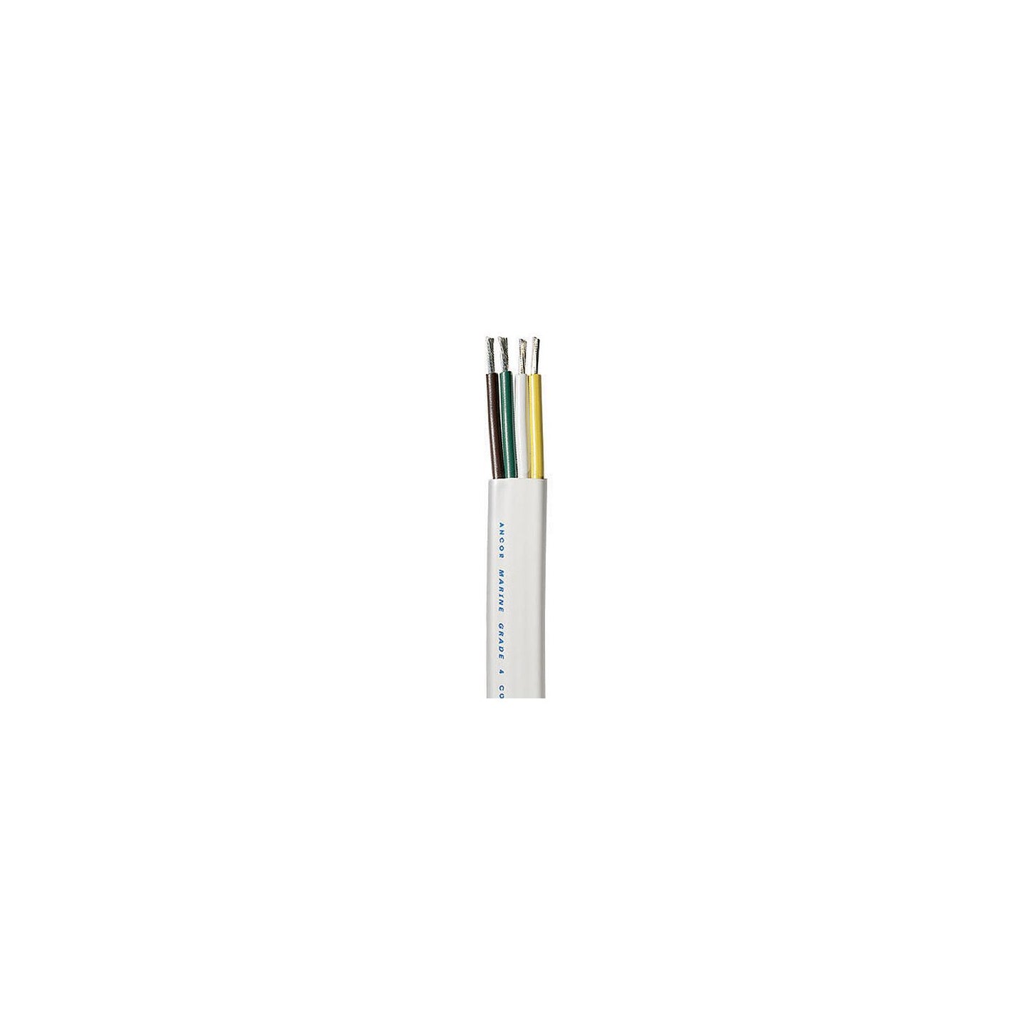 Ancor 154010 Marine Grade Tinned Copper White Flat Signal Cable, 16/4 AWG, 100', Brown/Green/White/Yellow