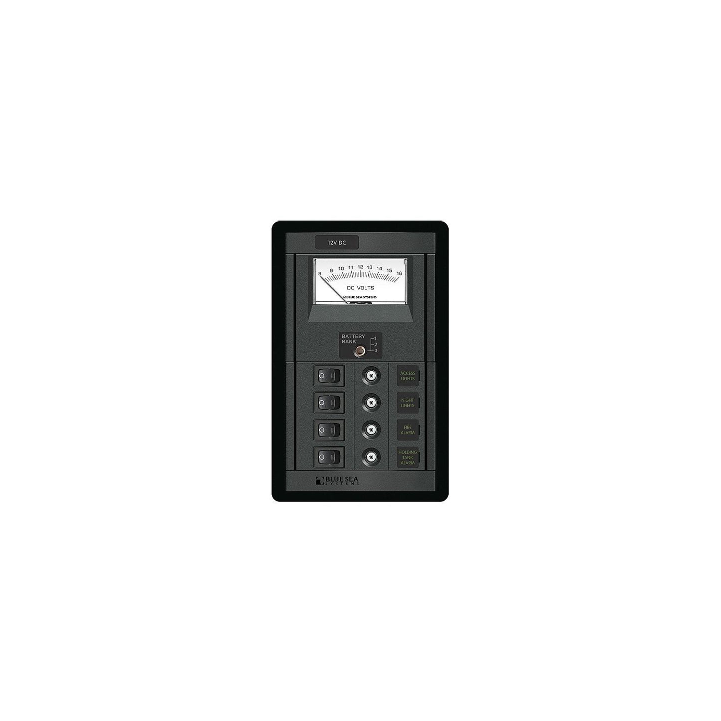 Blue Sea Systems 1459 4 Position Switch CLB + Meter Vertical Panel