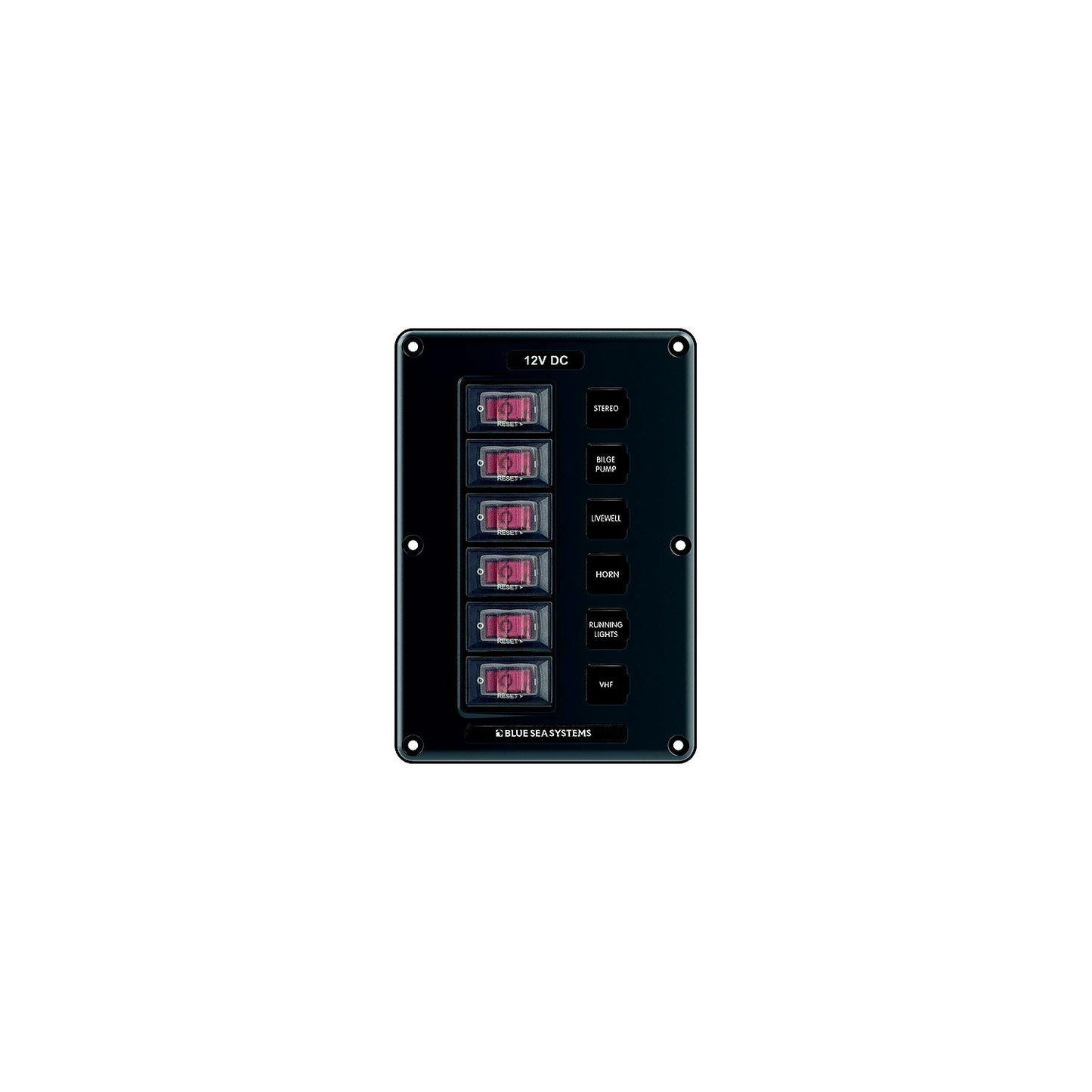 Blue Sea 4322 Water-Resistant Circuit Breaker Switch Panel, 6 Position