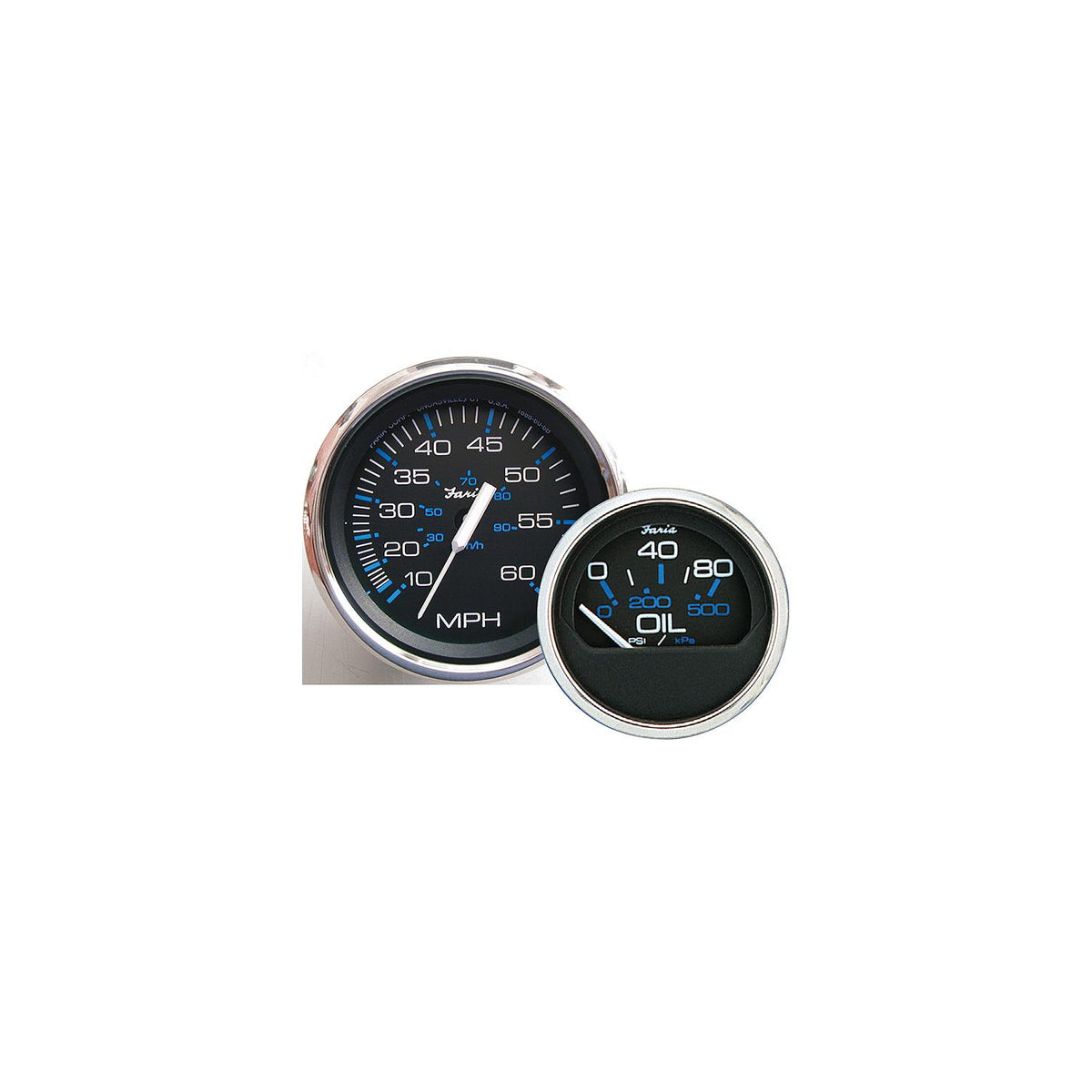 Faria Chesapeake SS Black 2" Gauge - Water Pressure Gauge Kit 30 PSI-Supply Nautica