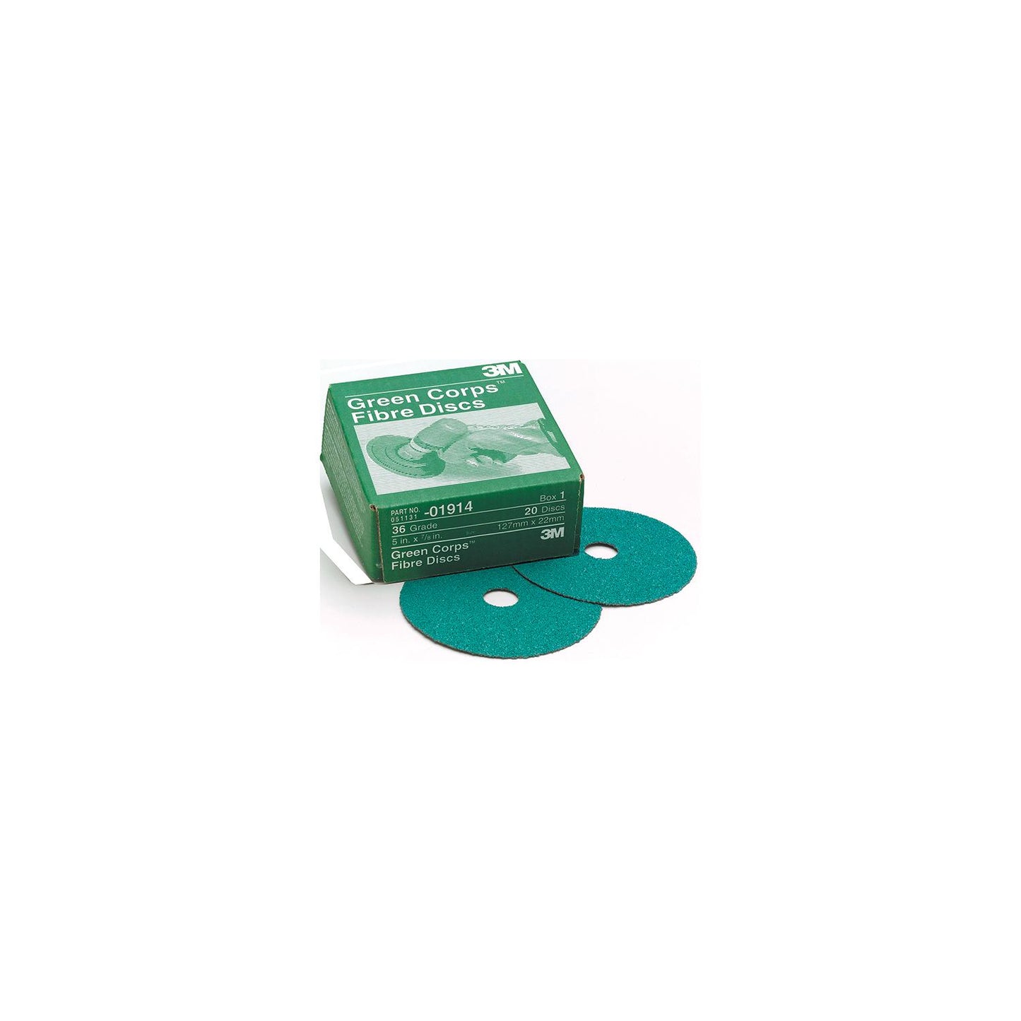 3M 36508 5" x 7/8" 60 Grit Green Discs