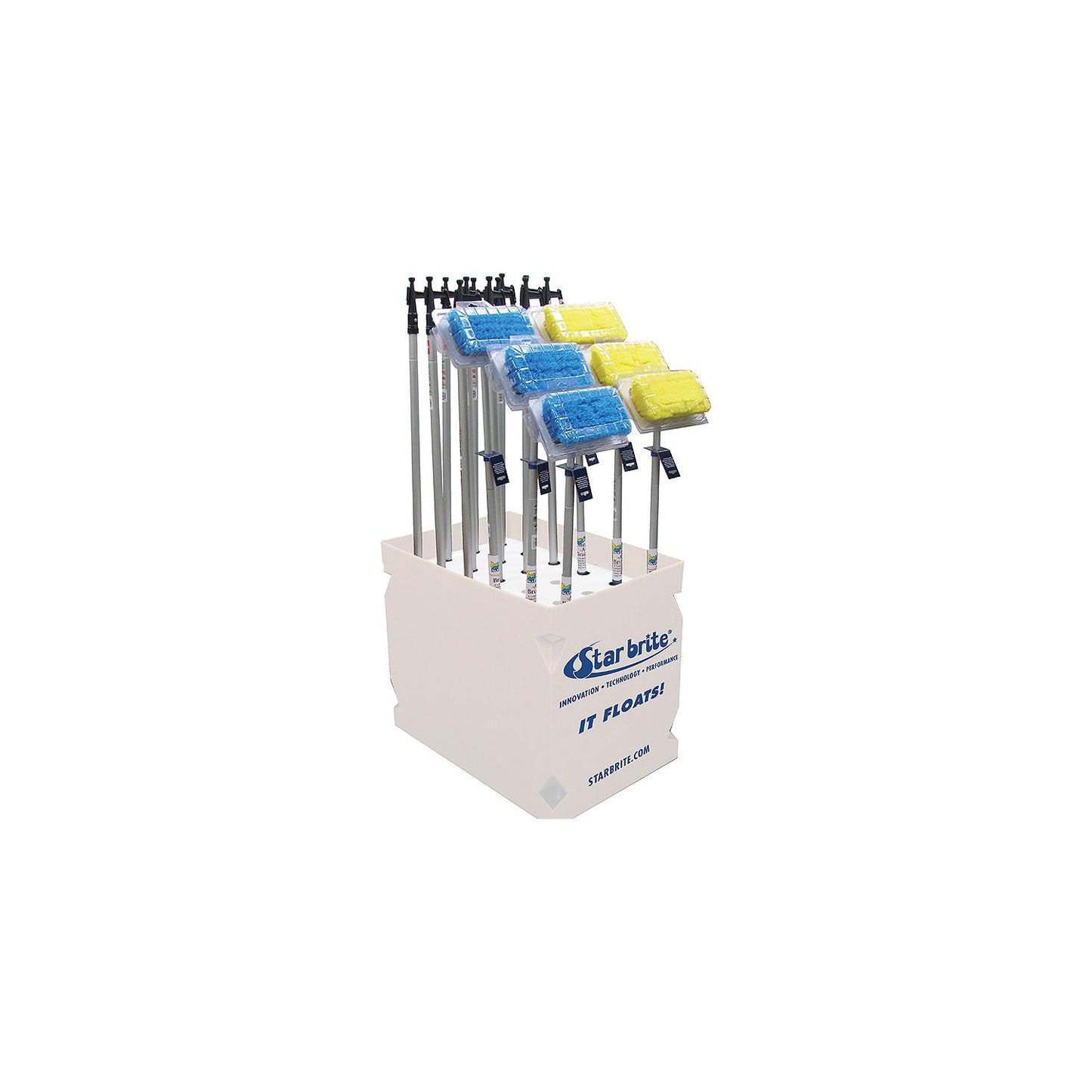 Star Brite Mixed Display With Boat Hooks, Blue & Yellow Brushes