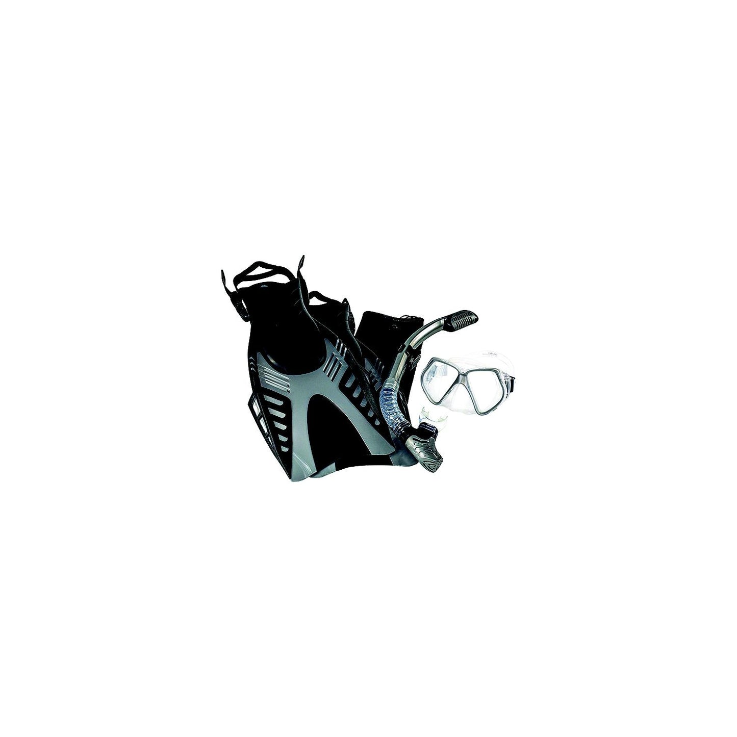 Aqua Pro WCX18230S3M Dyna 5 Piece Snorkeling Set, Silver/Black, Sm/Md