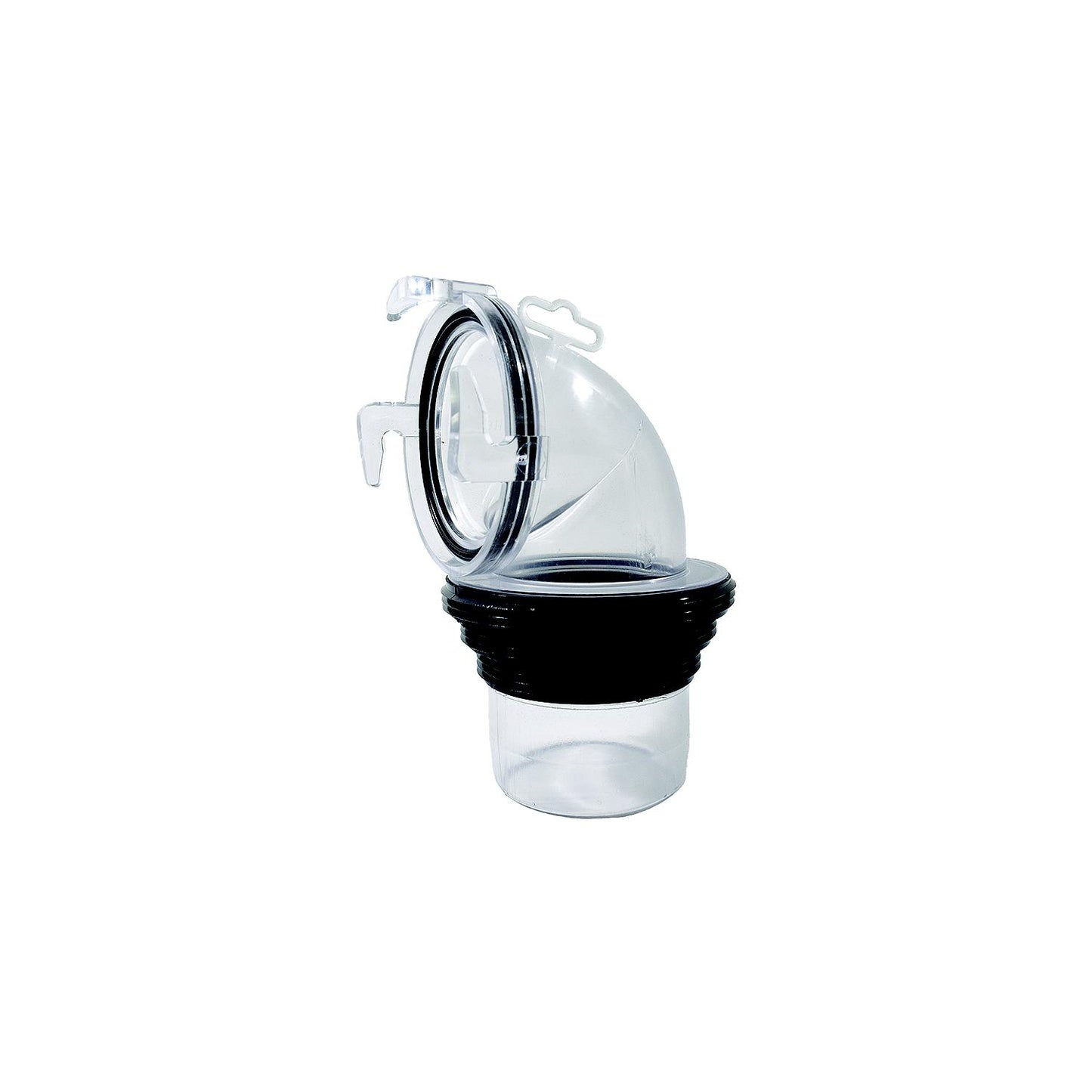Valterra F023112CLBK EZ Coupler 90 Degree Bay RV Sewer Connection Fitting, Clear and Black
