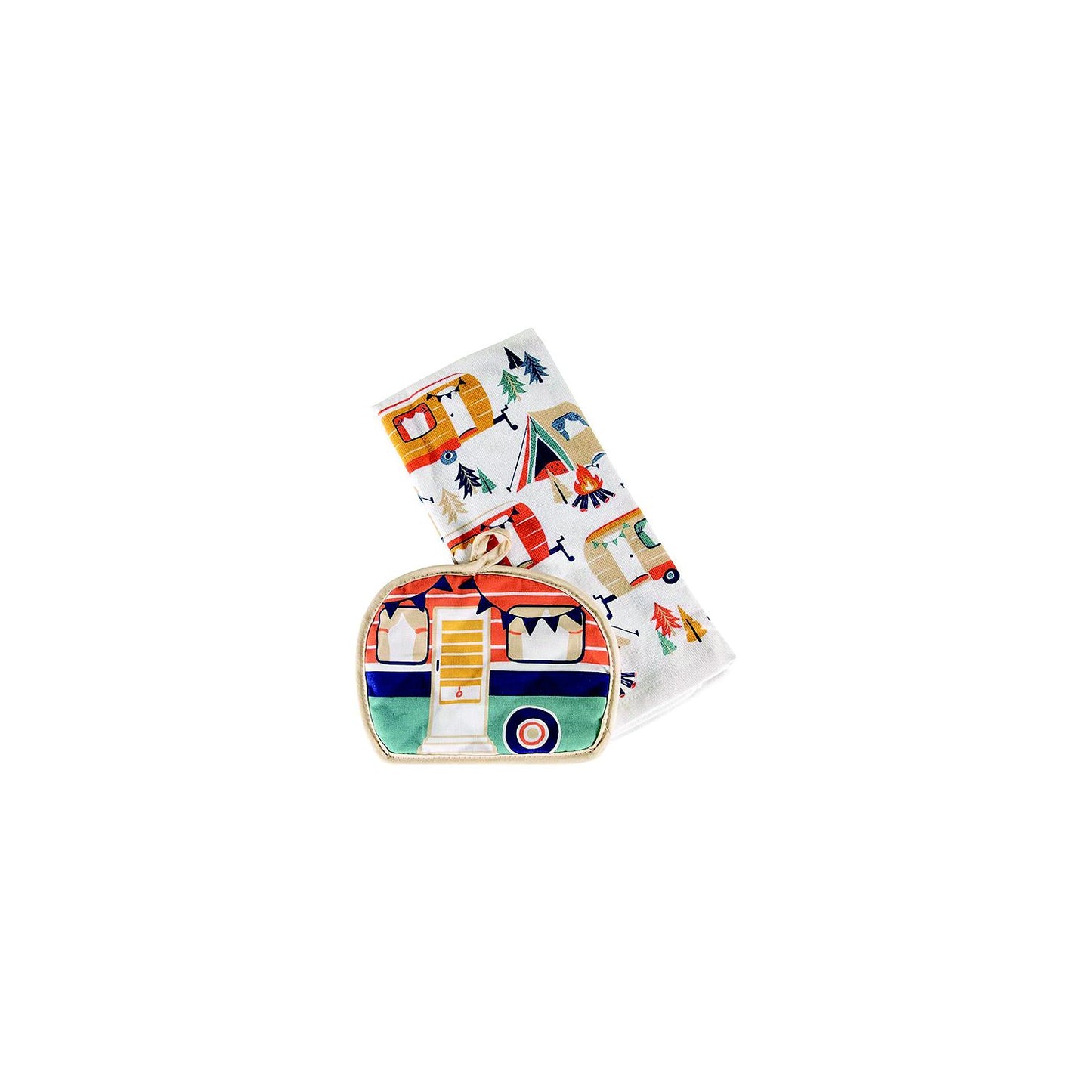 Lippert 2023051697 Kitchen Towel & Potholder Set - Camp Print, 2 Piece-Supply Nautica