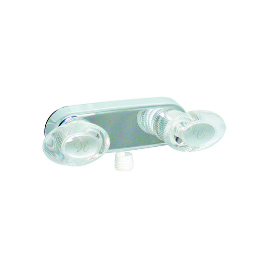 Valterra Catalina PF223341 Chrome Finish 4" RV Shower Valve Faucet with Two Clear Acrylic Lever Handles