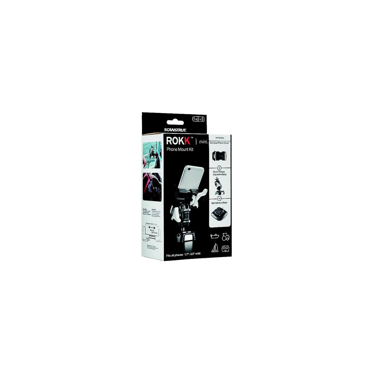 Scanstrut RLS509404 Rokk Mini Mount - Cell Phone Clamp Kit, Self Adhesive Surface Mount-Supply Nautica