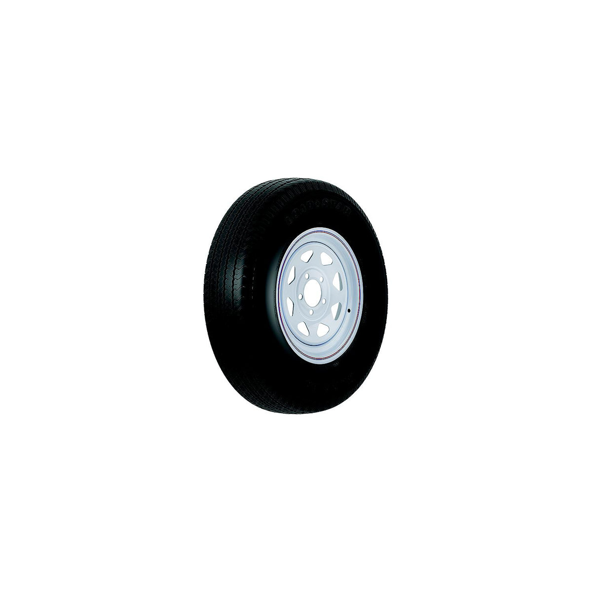 Loadstar Tire and Wheel (Rim) Assembly KR03, ST225/75R15 5 Hole D Ply, White With Stripe, Spoke-Supply Nautica