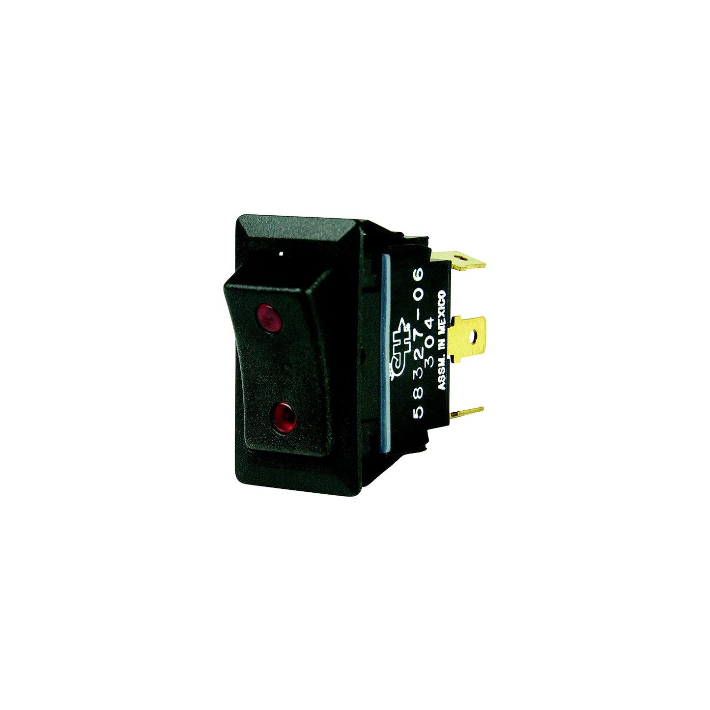 BEP 1001715 Rocker Switch, On-Off-On, SPDT, 1/4" Blade Terminals, Illuminated Red (2 positions)-Supply Nautica