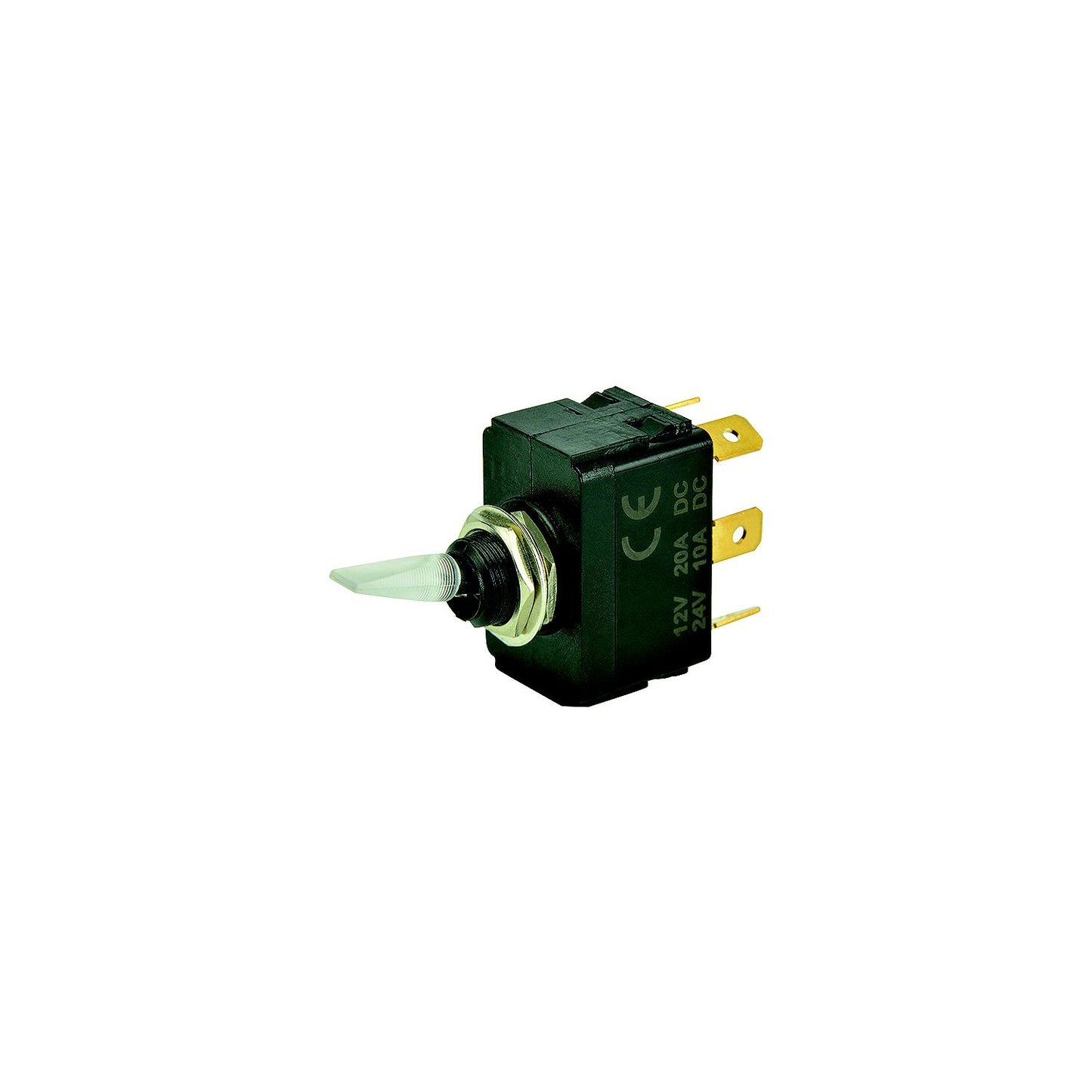 BEP 1001907 Illuminated Toggle Switch, On-Off-On, SPDT, 1/4" Blade Terminals, Illuminated Red