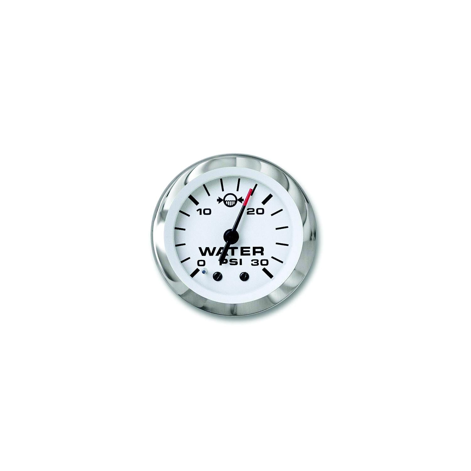 Sierra 65507P Lido Series 2" White & Stainless Steel Outboard Motor 0-30 PSI Dial Range Water Pressure Gauge
