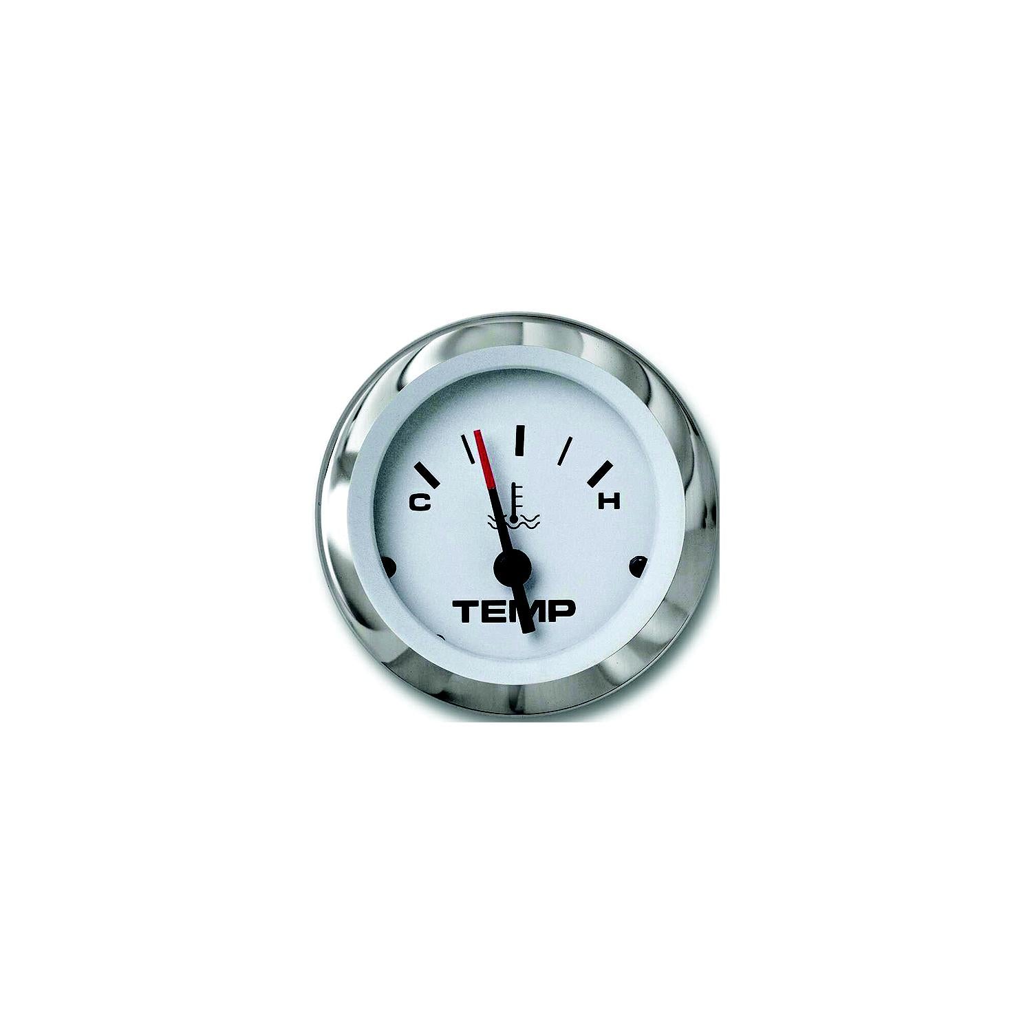 Sierra 65508P Lido Series 2" White & Stainless Steel Outboard Electric Motor Hot-Cold Dial Range Water Temperature Gauge Kit