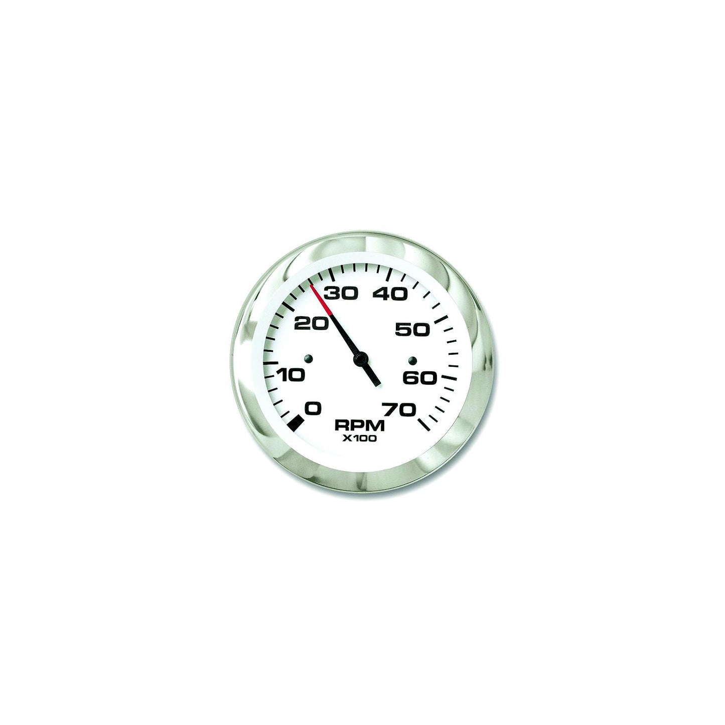 Sierra 65693P Lido Series 3" White & Stainless Steel Electric Outboard & 4 Stroke Gas Engine 0-7,000 RPM Dial Range Tachometer Gauge with Outboard Alternator or Coil Sender Code