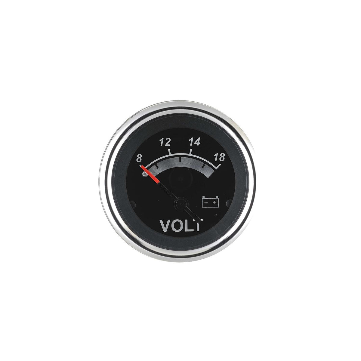 Sierra 67019P Black Sterling Series 2" Stainless Steel 8-18 VDC Dial Range Voltmeter Gauge