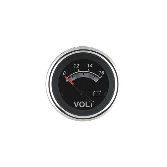 Sierra 67019P Black Sterling Series 2" Stainless Steel 8-18 VDC Dial Range Voltmeter Gauge