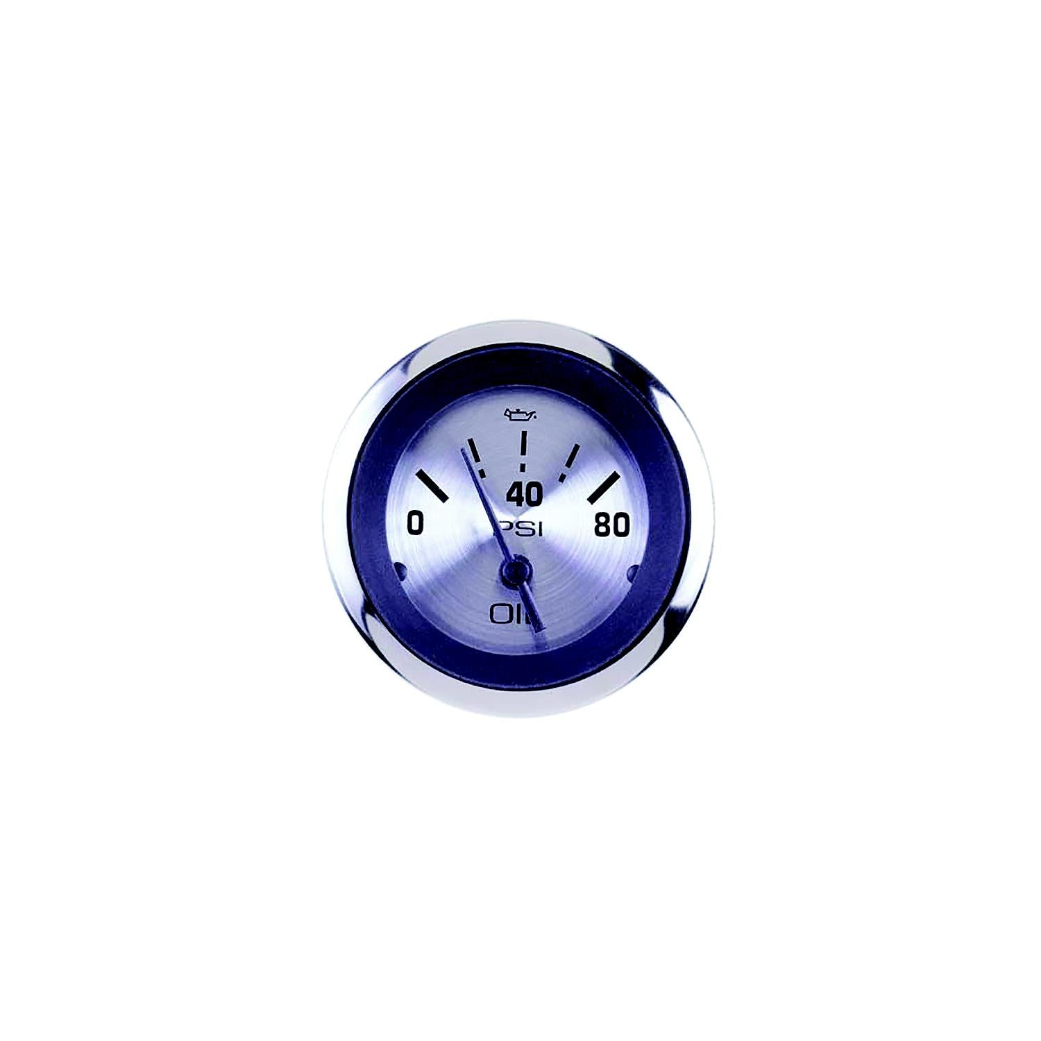 Sierra 63479P Sterling Series 2" Stainless Steel Electric 0-80 PSI Dial Range Oil Pressure Gauge & Requires "C" Sender Code