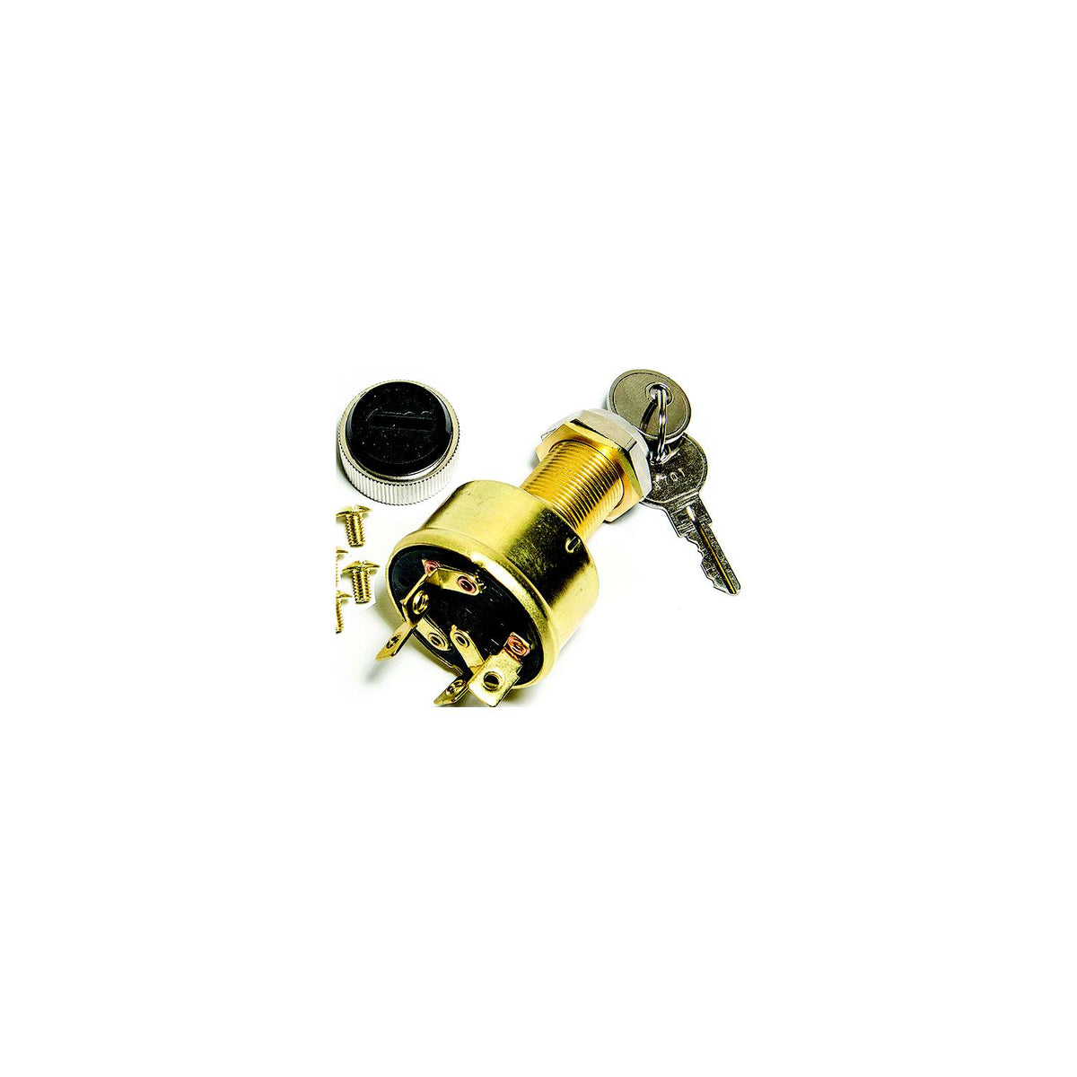 Sierra MP39070 Conventional 4 Position 1" Brass 4 Screw Terminal 12V 15 Amp Ignition Starter Switch