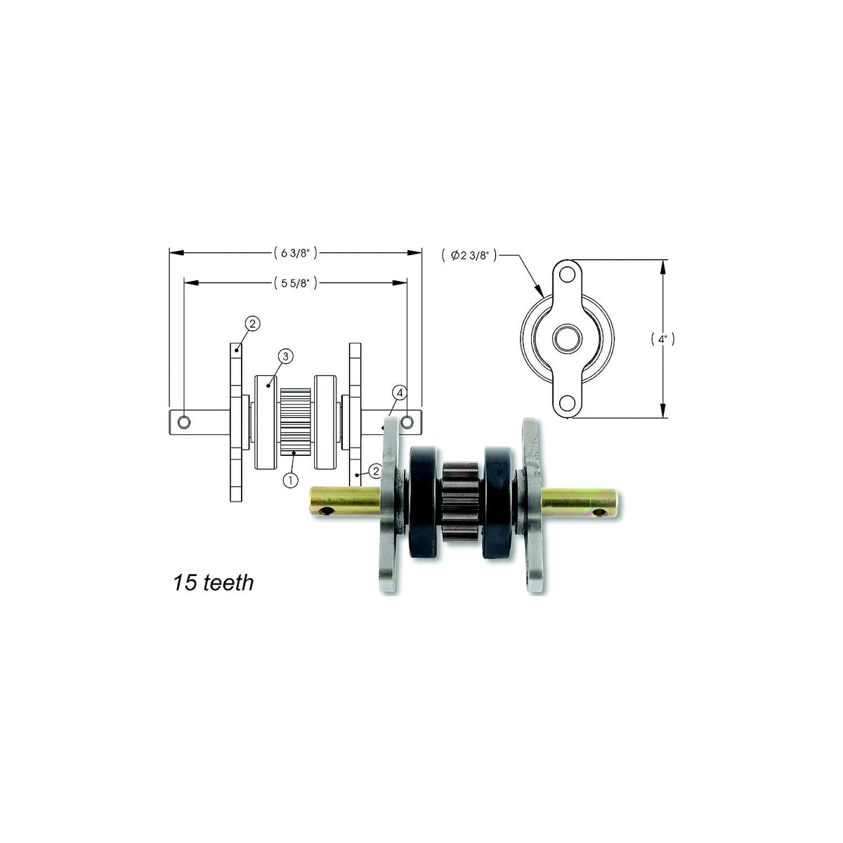 AP Products 014281331 2 X 2 Gear Pack Without Roll Pins Assembly (15 Teeth)