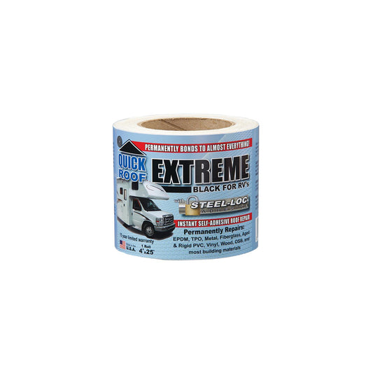 Quick Roof™ BUBE425 Extreme w/Steel-Loc, 4" x 25', Black
