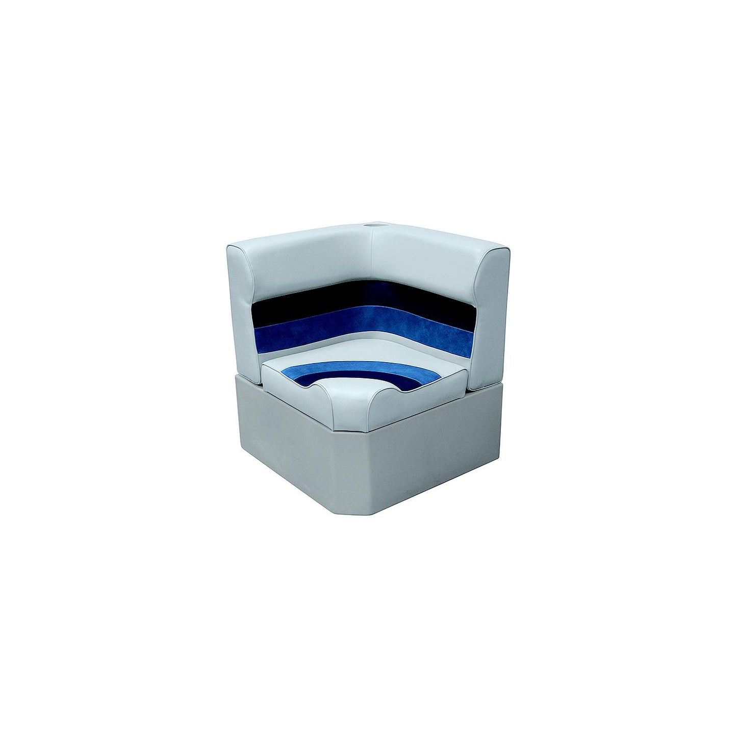 Deluxe Pontoon Furniture, Radius Corner 25", Light Gray/Navy/Blue