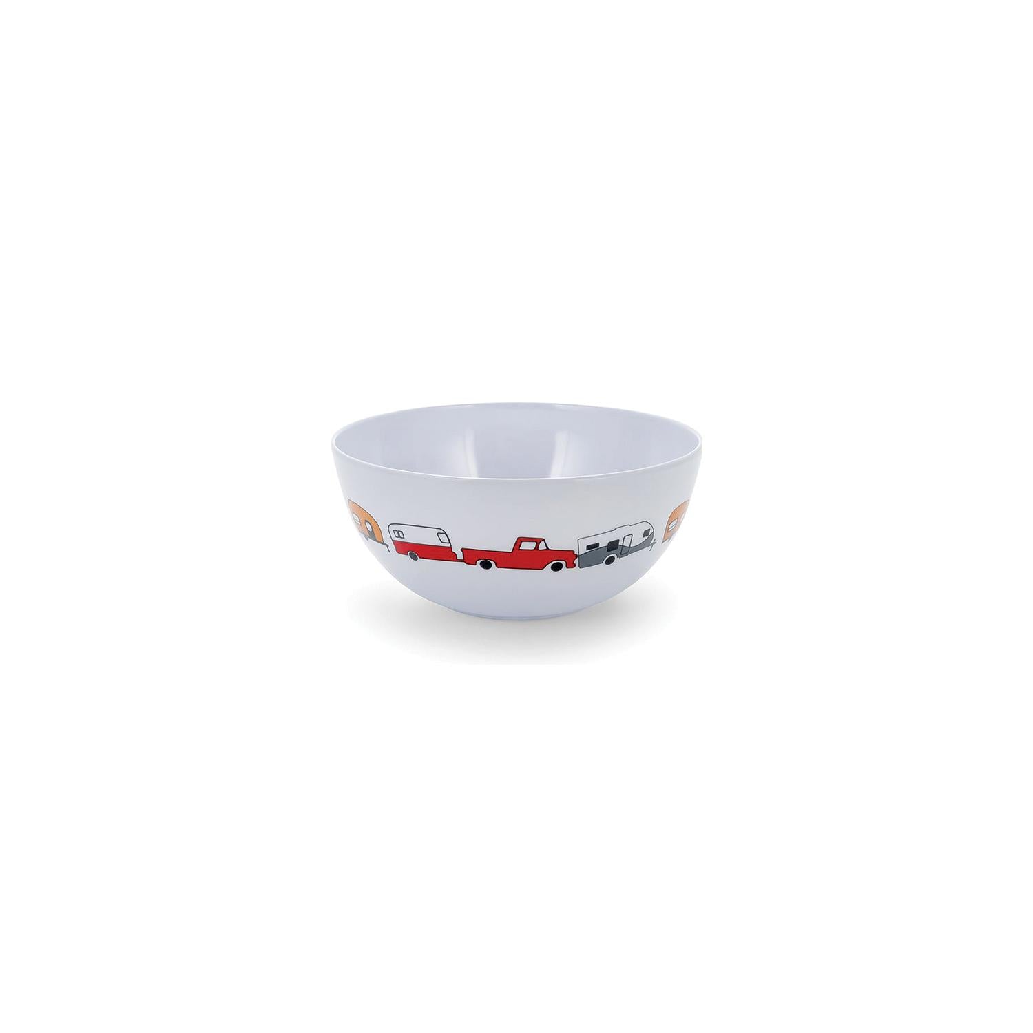 Camco 53222 Melamine Dishware, Multi-color RV & Truck Pattern, 6" Bowl