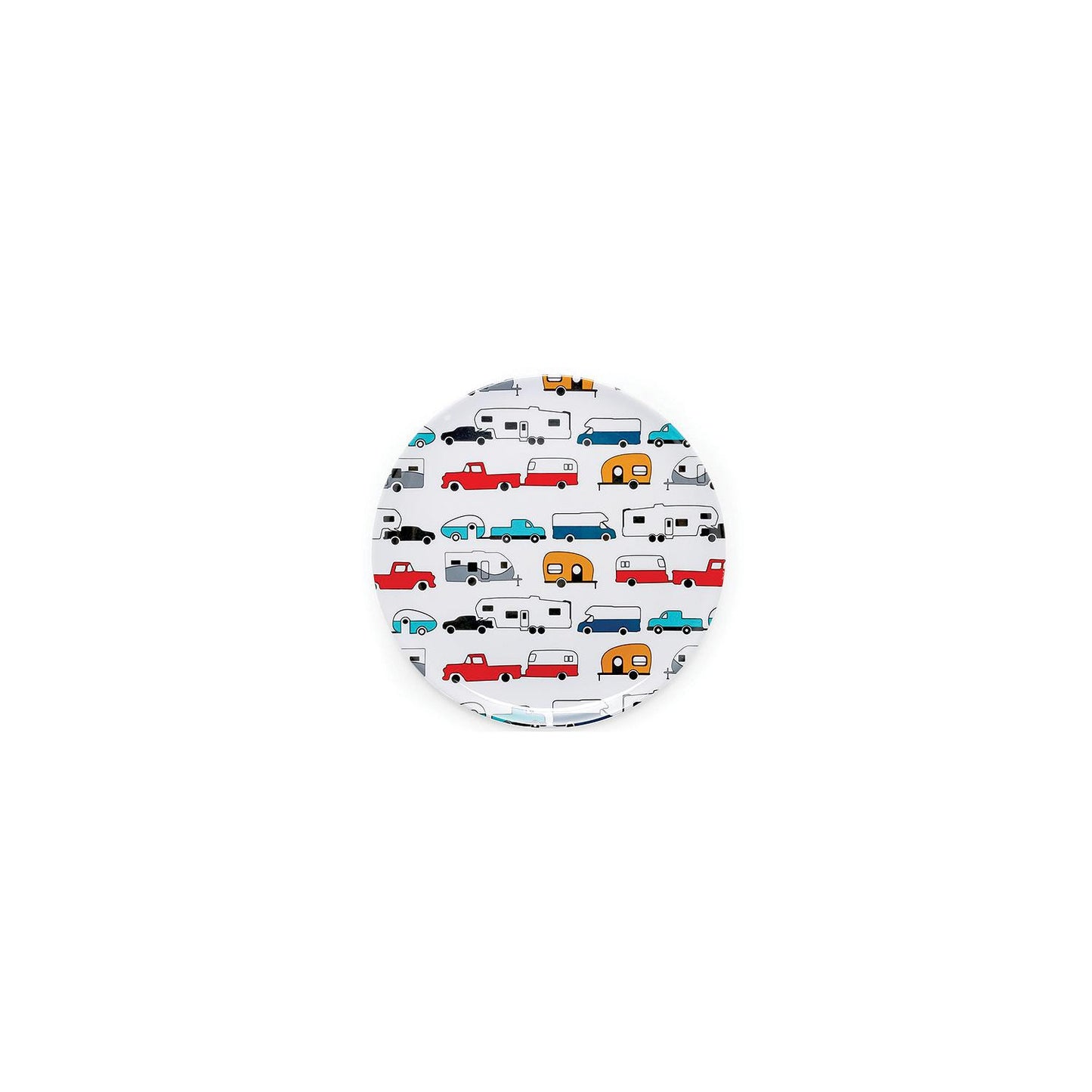 Camco 53224 Melamine Dishware, Multi-color RV & Truck Pattern, 9-3/4" Dinner Plate